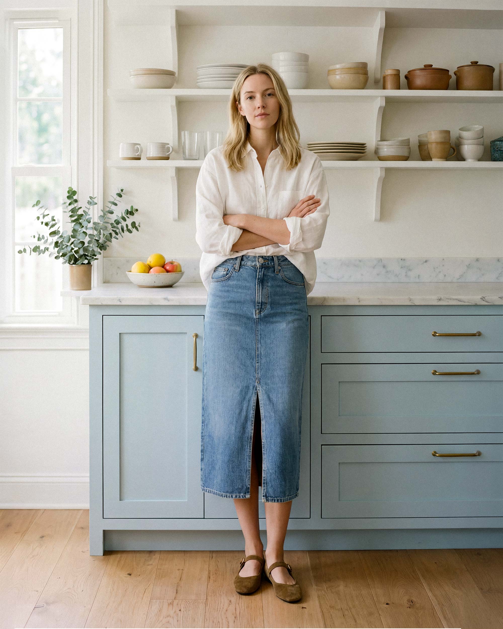 Elevate your wardrobe with the Abbey midi skirt, featuring a stylish front slit and flattering fit. Perfect for any occasion, it combines comfort and elegance.