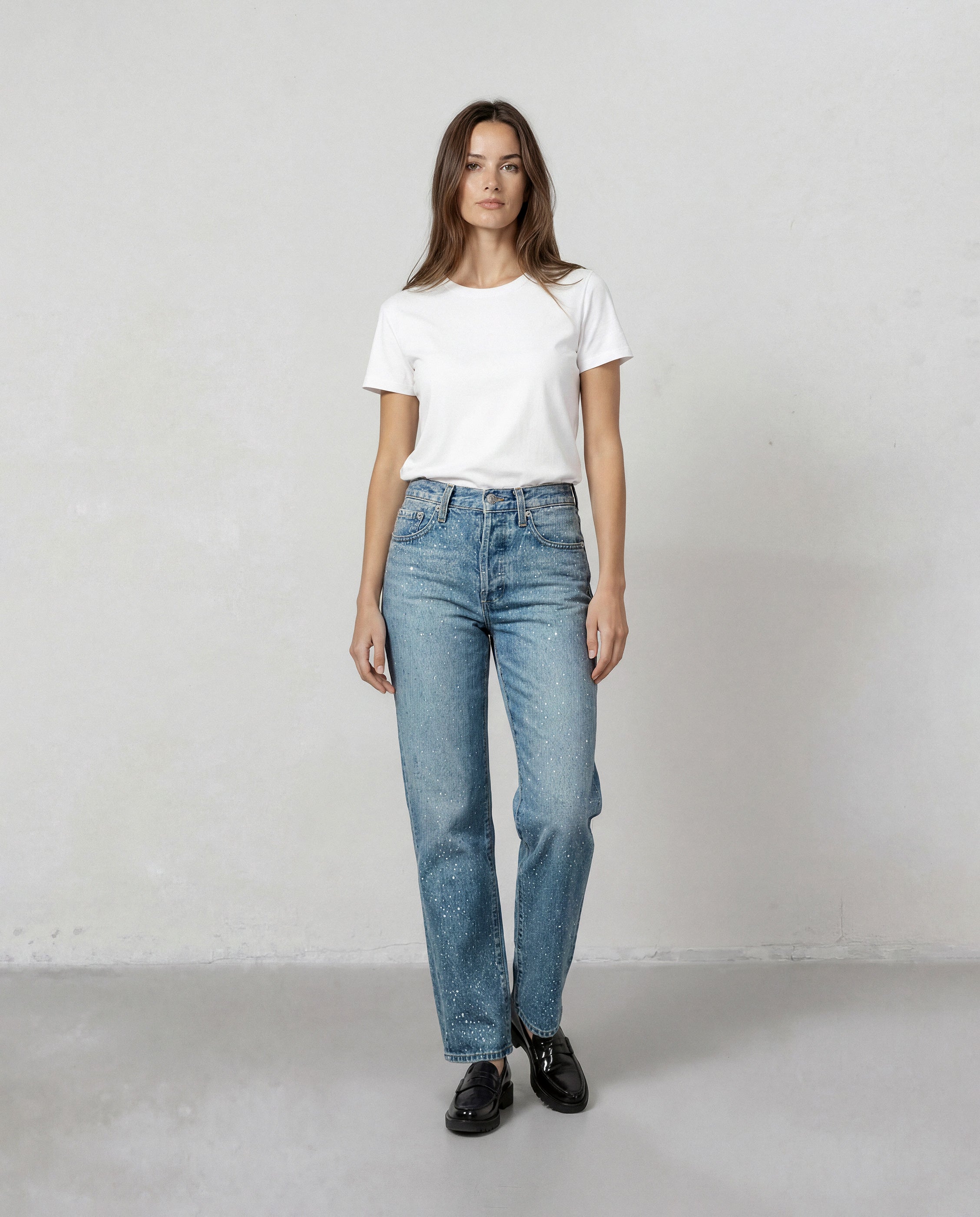 Shop EDWIN USA's Kali Ankle Rhinestone jeans for women, featuring stylish rhinestone ankle jeans for women with a flattering fit and premium USA-made denim.