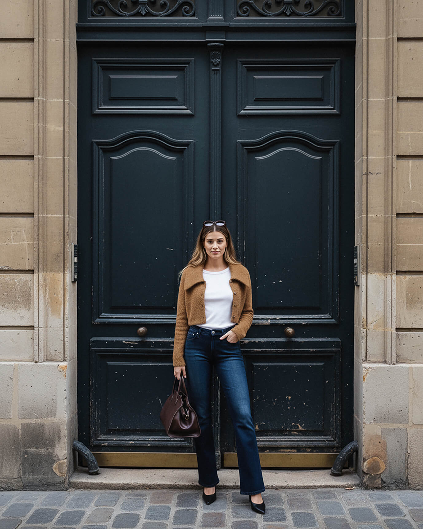 Lark Bootcut Mid Rise in Brennan. Made with low-impact regenerative cotton fabric. Made in the USA, offering lasting comfort with a flattering fit.