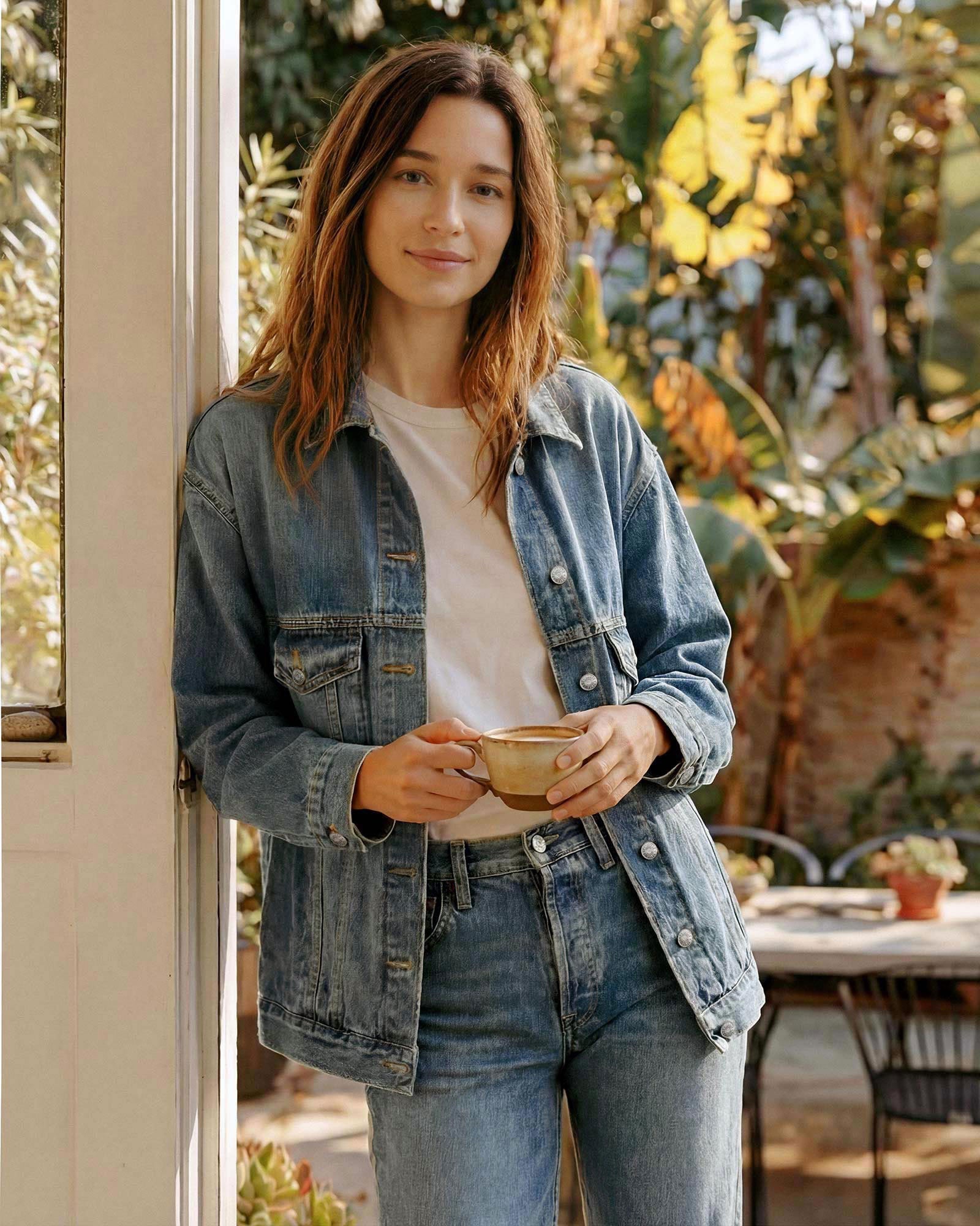 Shop the Cameron Trucker Jacket from EDWIN USA, a premium women's jean jacket USA offering durable denim and timeless style perfect for any wardrobe.