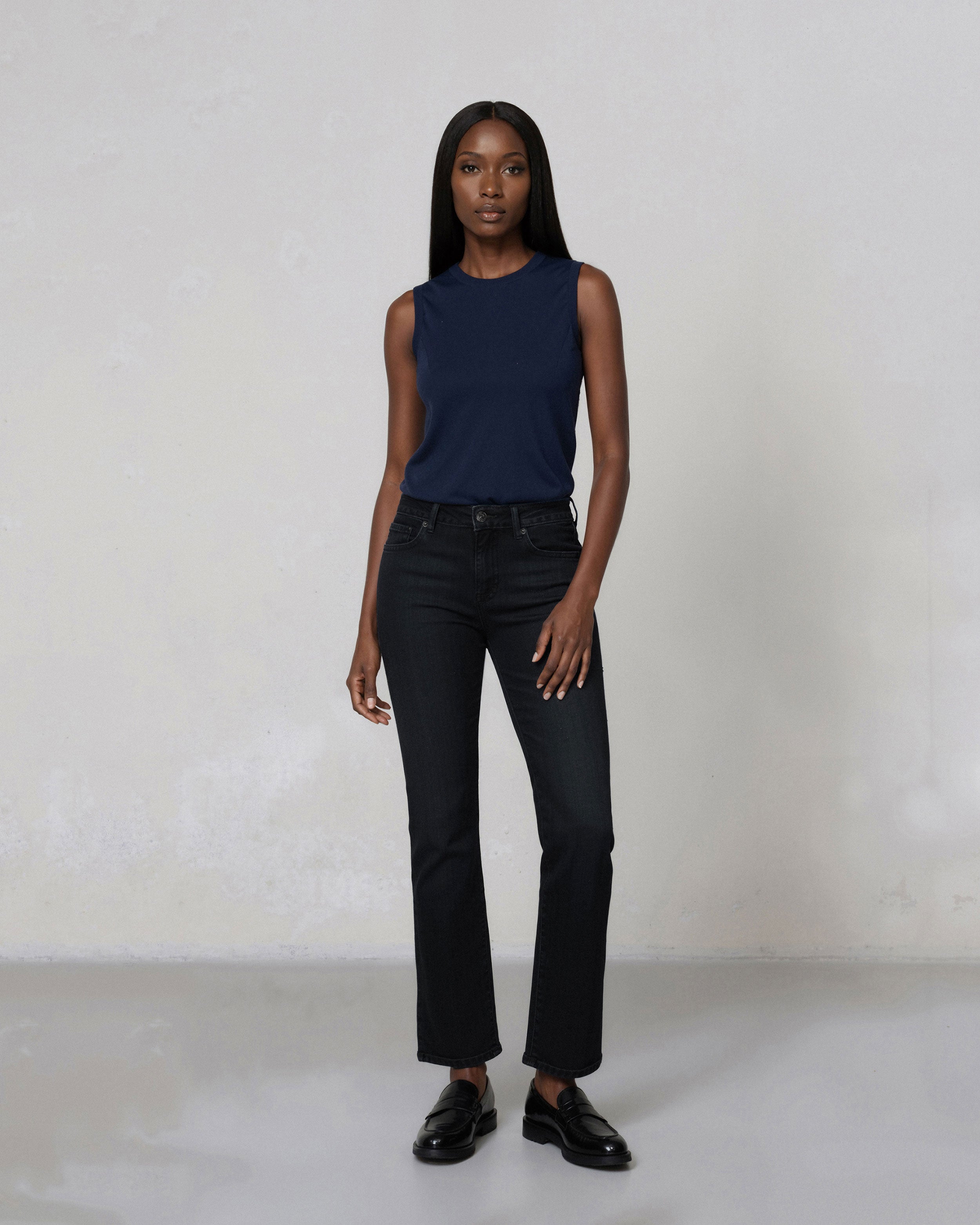 Lark Ankle Bootcut Mid Rise in Concord. Built with regenerative cotton for conscious comfort. Proudly American-made, offering movement-friendly and beautifully tailored.