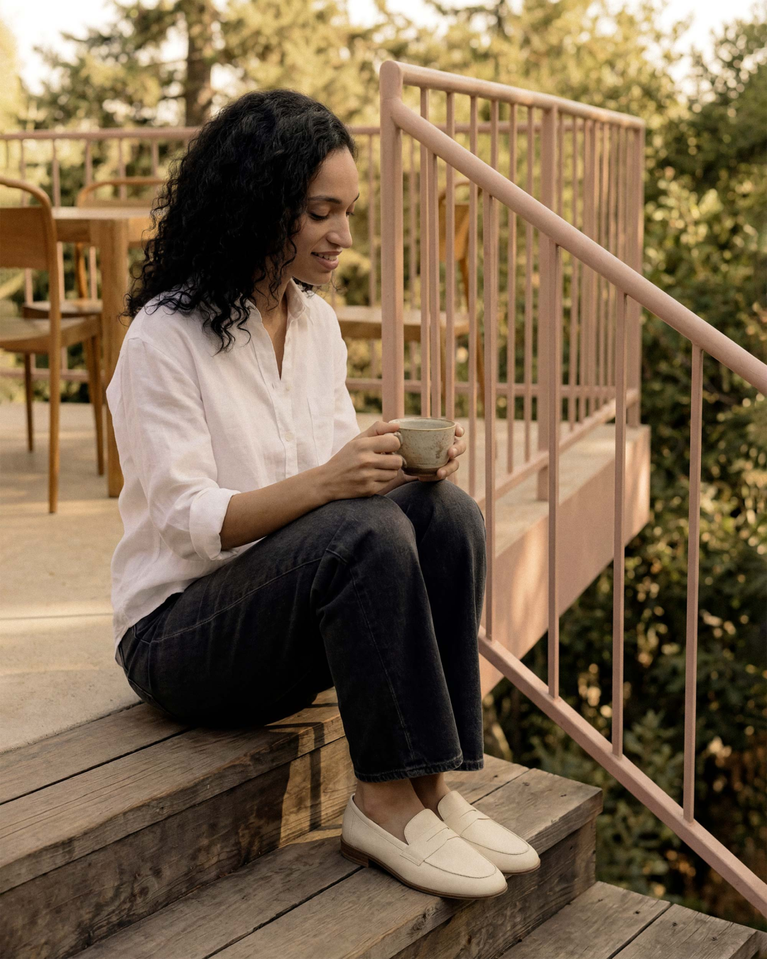 Marli Wide Leg High Rise in Sheldon. Built with regenerative cotton for conscious comfort. Responsibly made in Los Angeles, offering lasting comfort with a flattering fit.