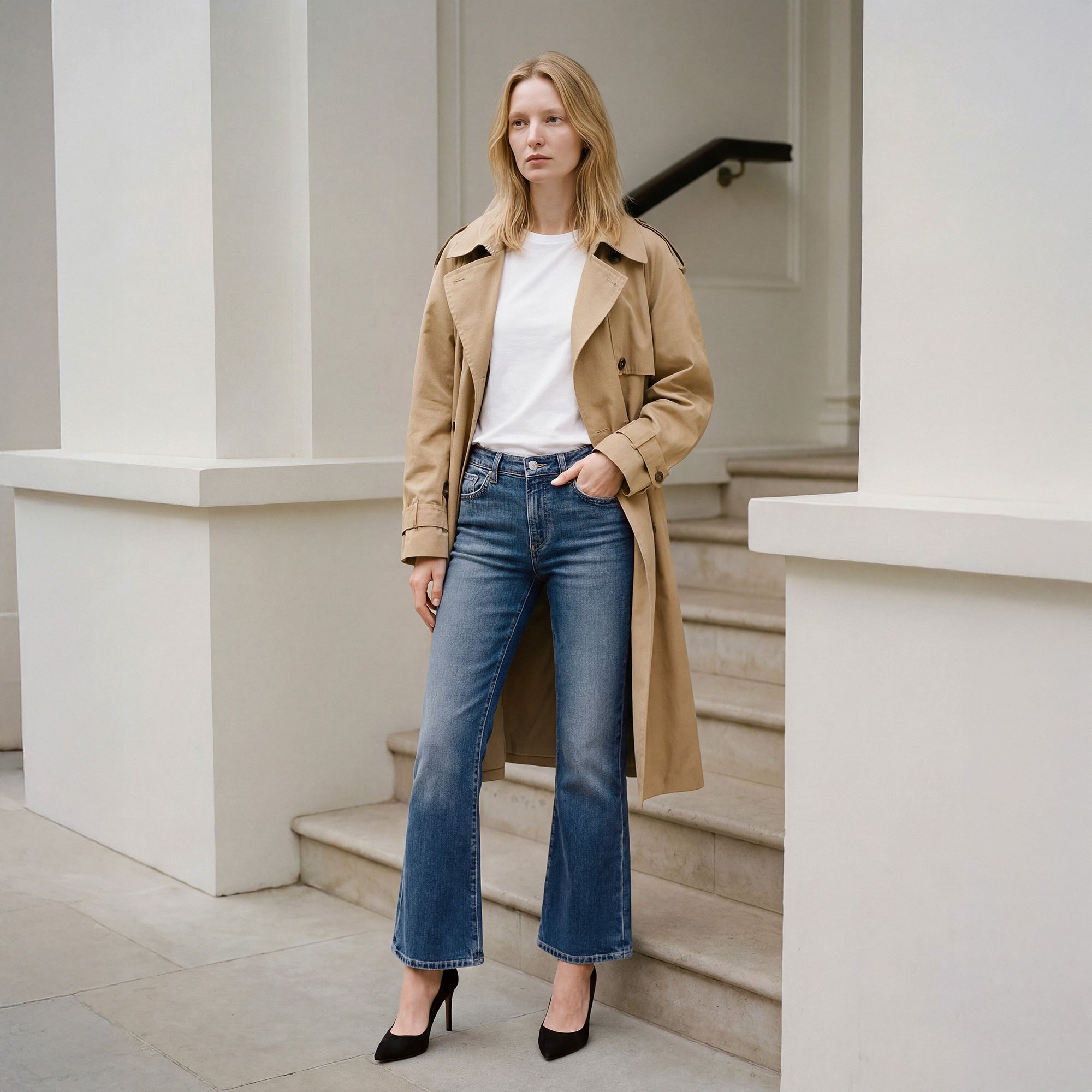 Lark Ankle Bootcut Mid Rise in PENMAR. Built with regenerative cotton for conscious comfort. Proudly American-made, offering movement-friendly and beautifully tailored.