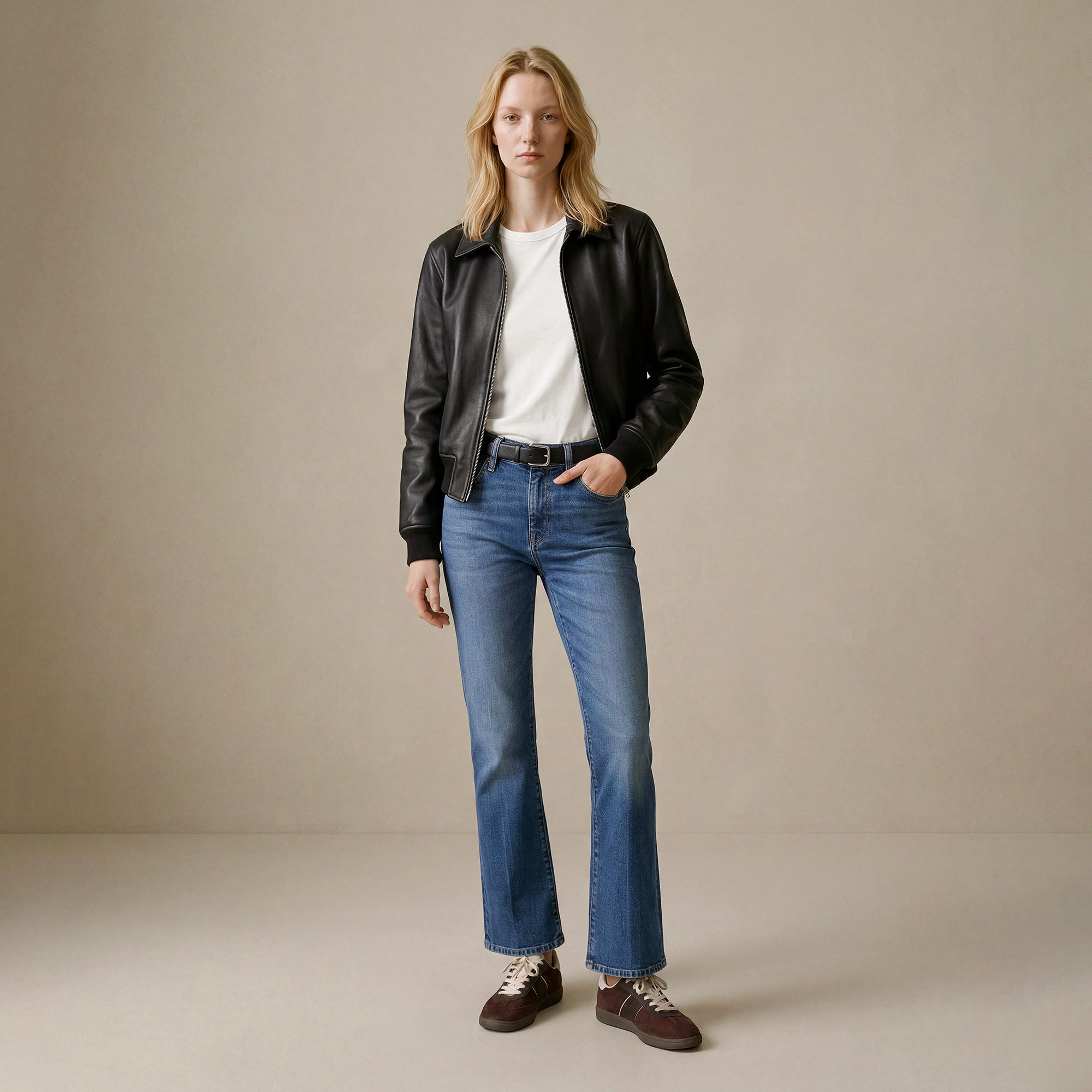 Lark Ankle Bootcut Mid Rise in WILDER. Crafted from regenerative cotton. Responsibly made in Los Angeles, offering everyday flexibility and elevated form.