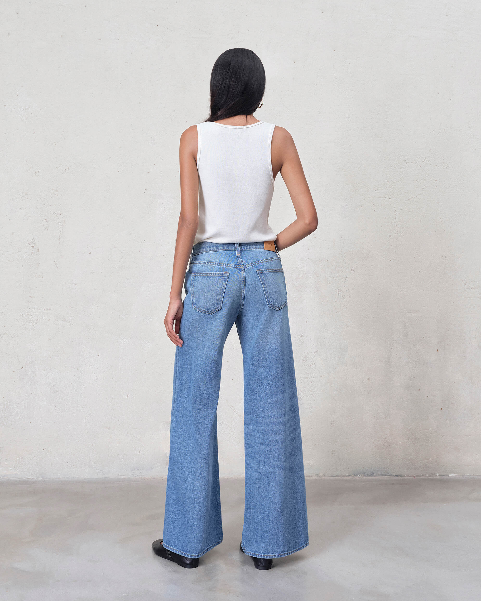 Marli Super Wide Leg High Rise in FRAZIER. Responsibly made with regenerative cotton. Proudly American-made, offering a polished look that wears like a second skin.