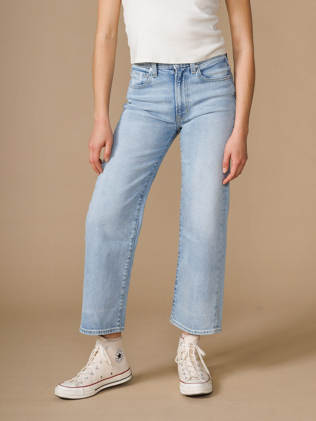 Shop EDWIN USA's Marli Wide Leg Ankle jeans, perfect women's cropped wide leg jeans offering comfort and style in premium denim made in the USA.