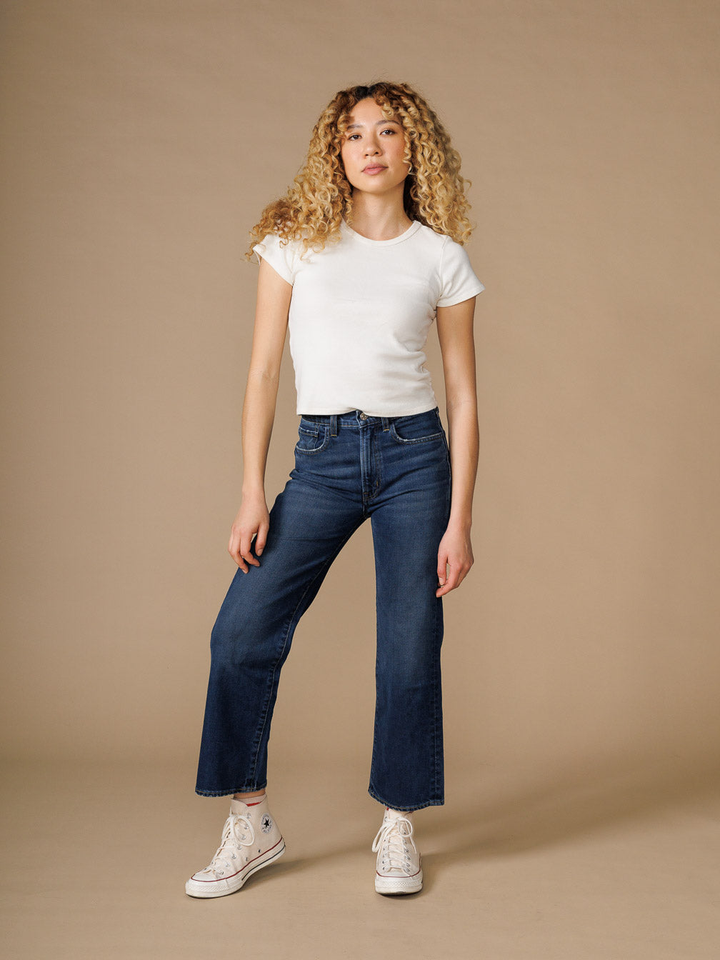Shop EDWIN USA's Marli Wide Leg Ankle jeans crafted from high-quality made in USA denim for a stylish, comfortable fit. Perfect for versatile everyday wear.