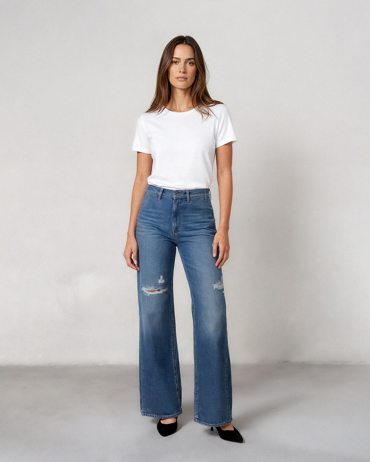 Iris Palazzo in Hennesy. Made with low-impact regenerative cotton fabric. Made in the USA, offering lasting comfort with a flattering fit.