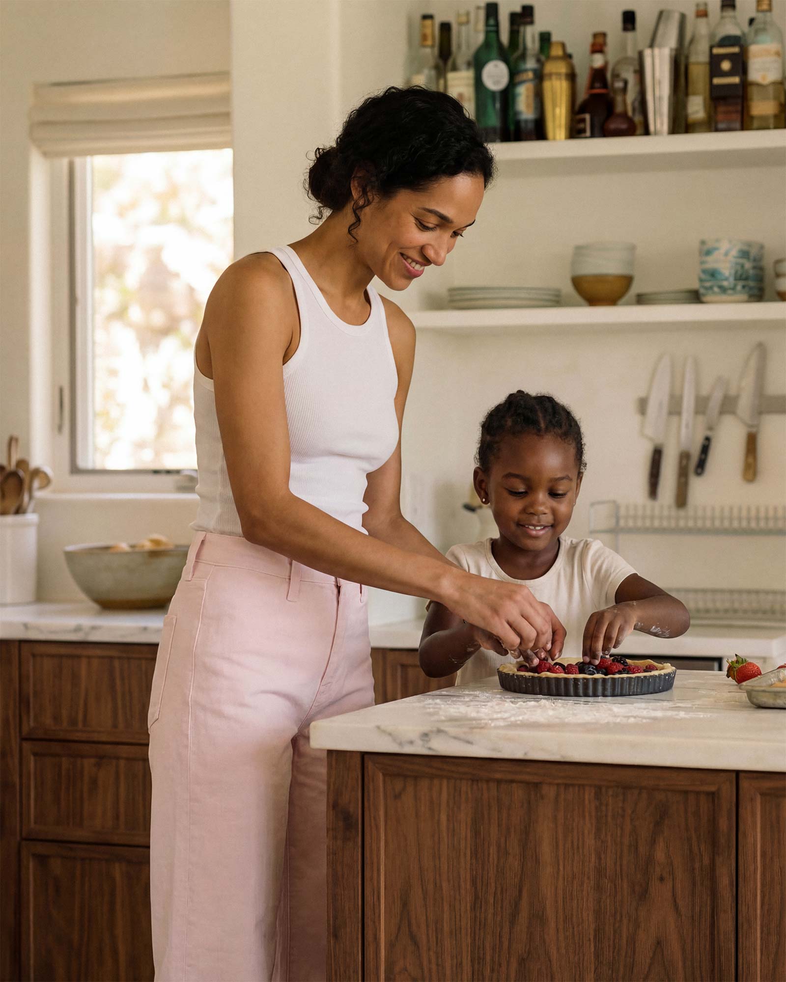 Iris Palazzo Crop in Rose. Made with low-impact regenerative cotton fabric. Made in the USA, offering lasting comfort with a flattering fit.