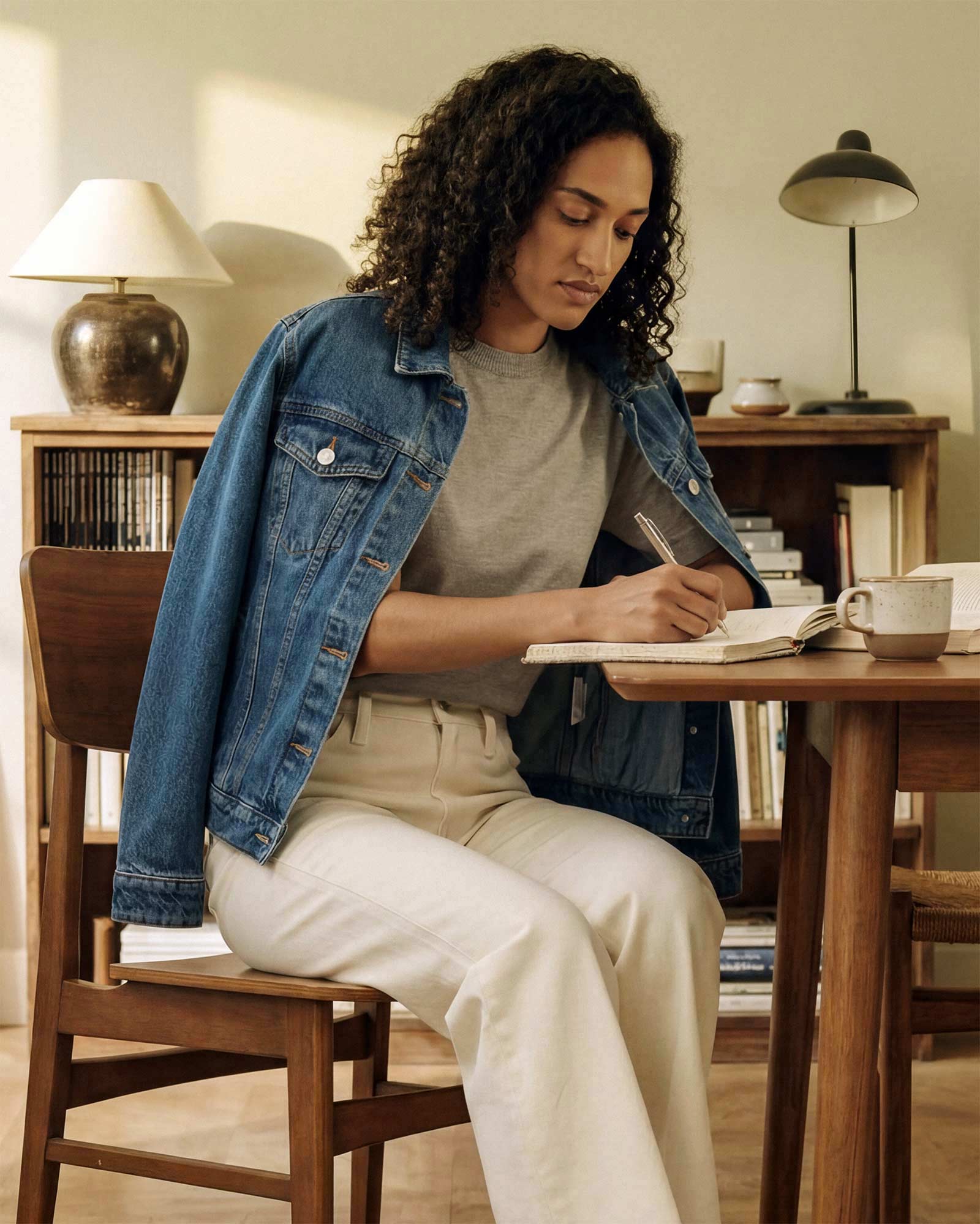 Iris Palazzo Crop in Cream. Made with low-impact regenerative cotton fabric. Made in the USA, offering lasting comfort with a flattering fit.