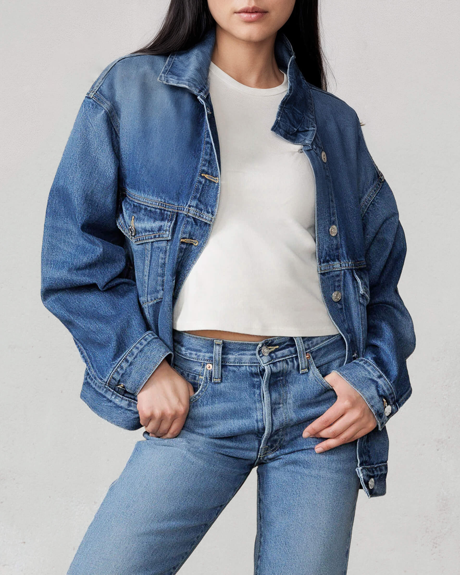 Shop the Cameron Trucker Jacket from EDWIN USA, a premium women's jean jacket USA offering durable denim and timeless style perfect for any wardrobe.