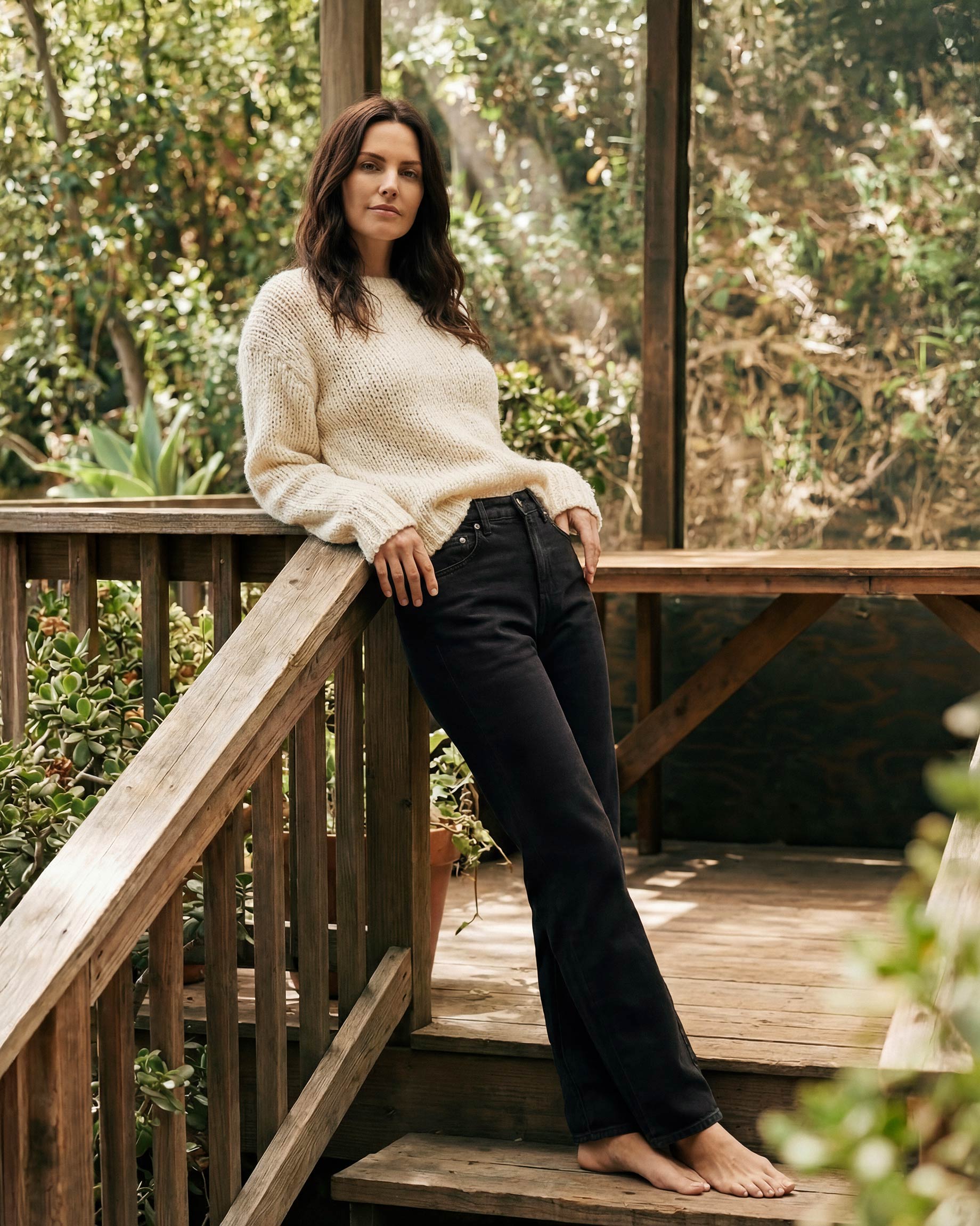 Sleek black straight leg denim with a stovepipe-inspired fit.