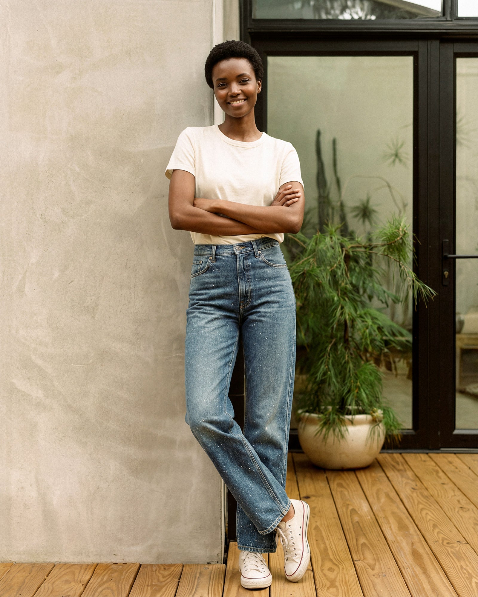 Shop EDWIN USA's Kali Ankle Rhinestone jeans for women, featuring stylish rhinestone ankle jeans for women with a flattering fit and premium USA-made denim.