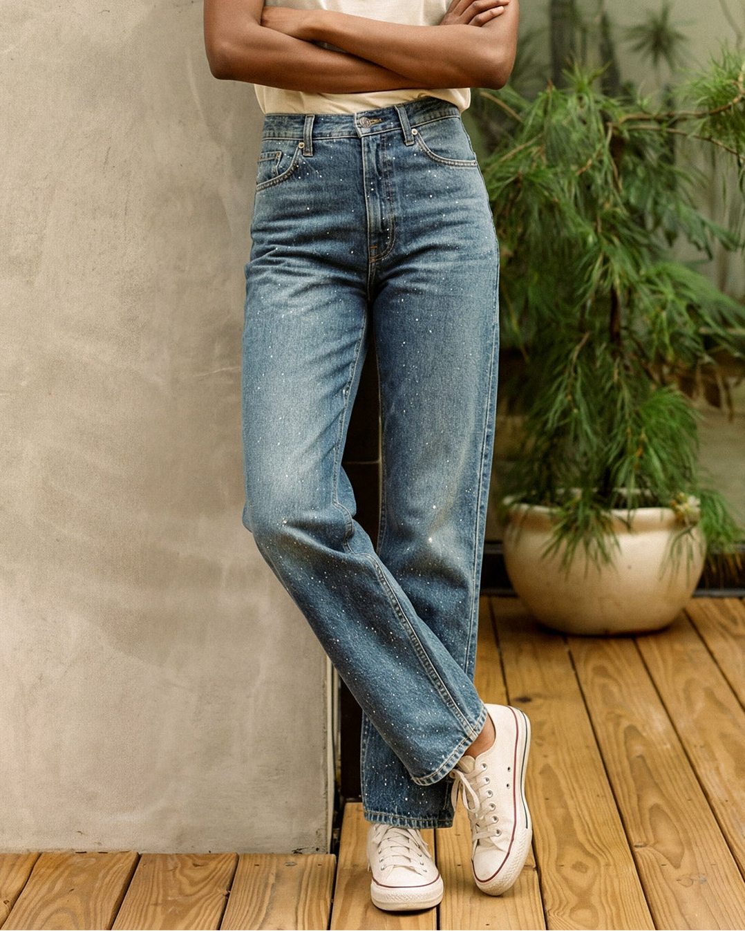 Shop EDWIN USA's Kali Ankle Rhinestone jeans for women, featuring stylish rhinestone ankle jeans for women with a flattering fit and premium USA-made denim.