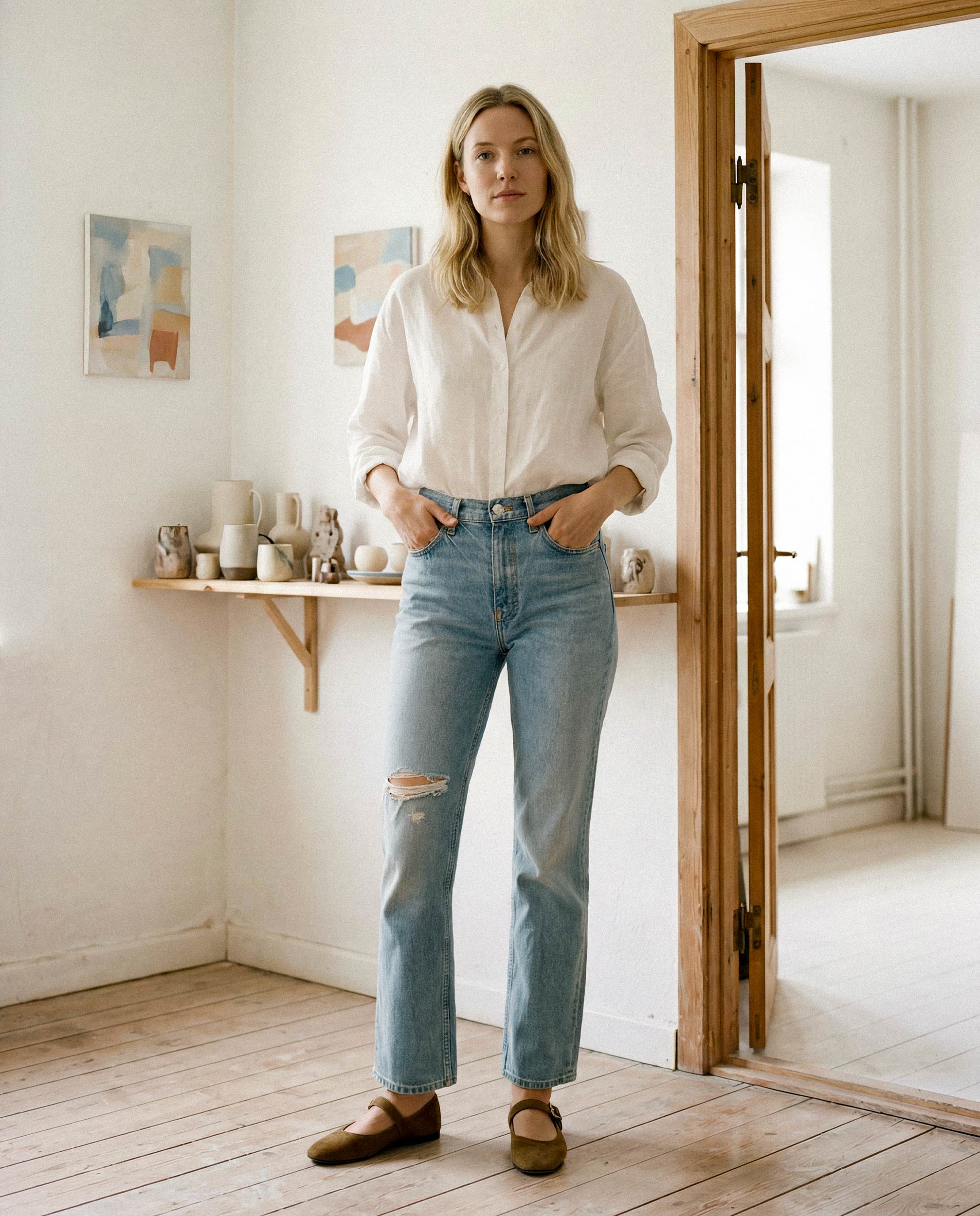 With whisper of stretch, the mid-high rise hugs your hip to knee before flowing into subtle flare that moves with natural grace. 
