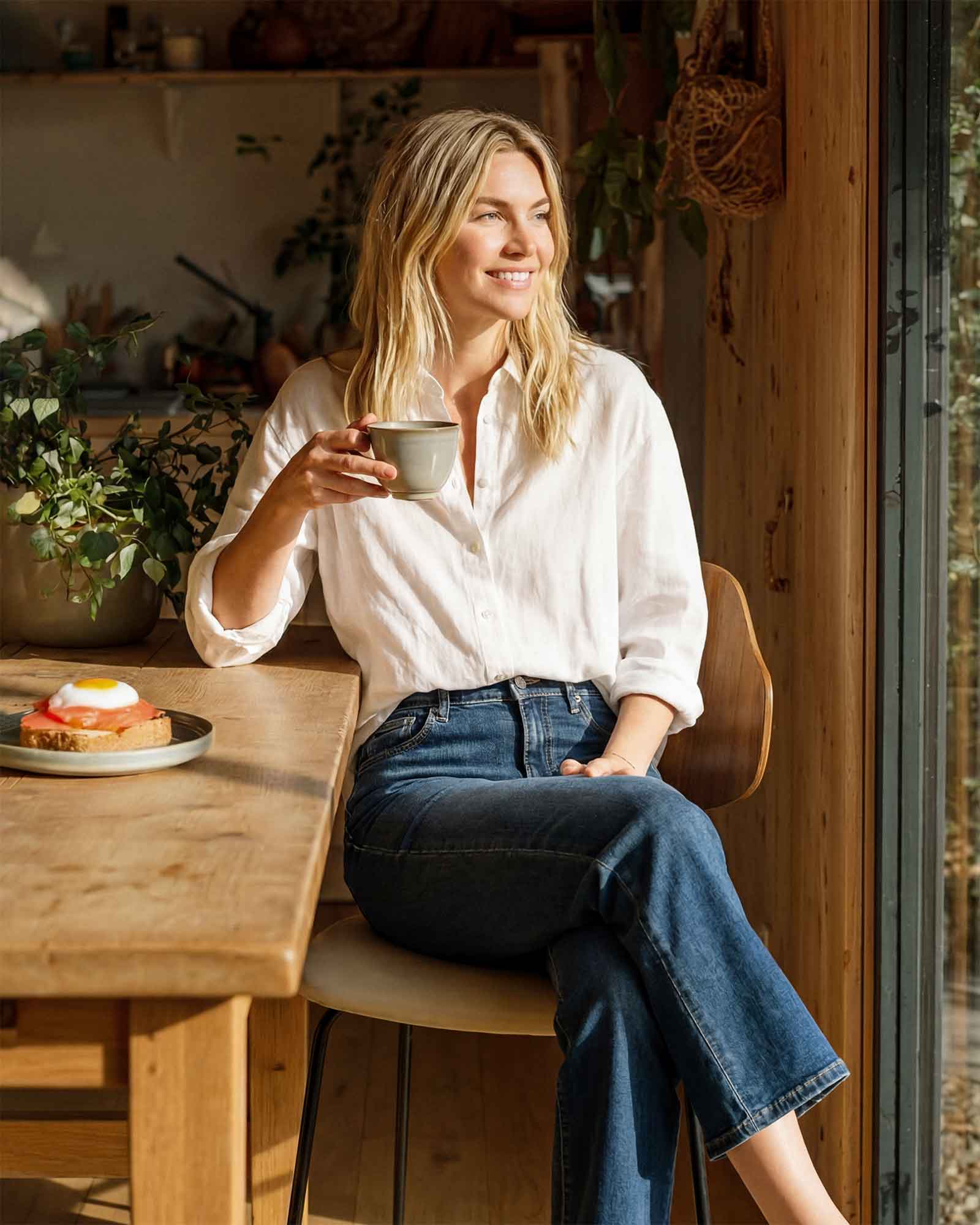 Lark Ankle Bootcut Mid Rise in Noble. Built with regenerative cotton for conscious comfort. Proudly American-made, offering movement-friendly and beautifully tailored.