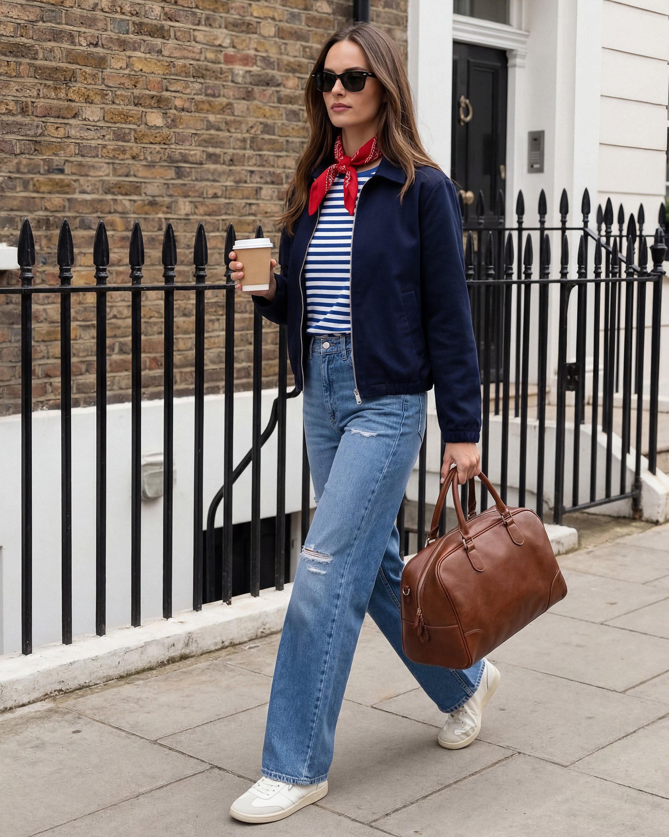 Iris Palazzo in Locke. Made with low-impact regenerative cotton fabric. Made in the USA, offering lasting comfort with a flattering fit.