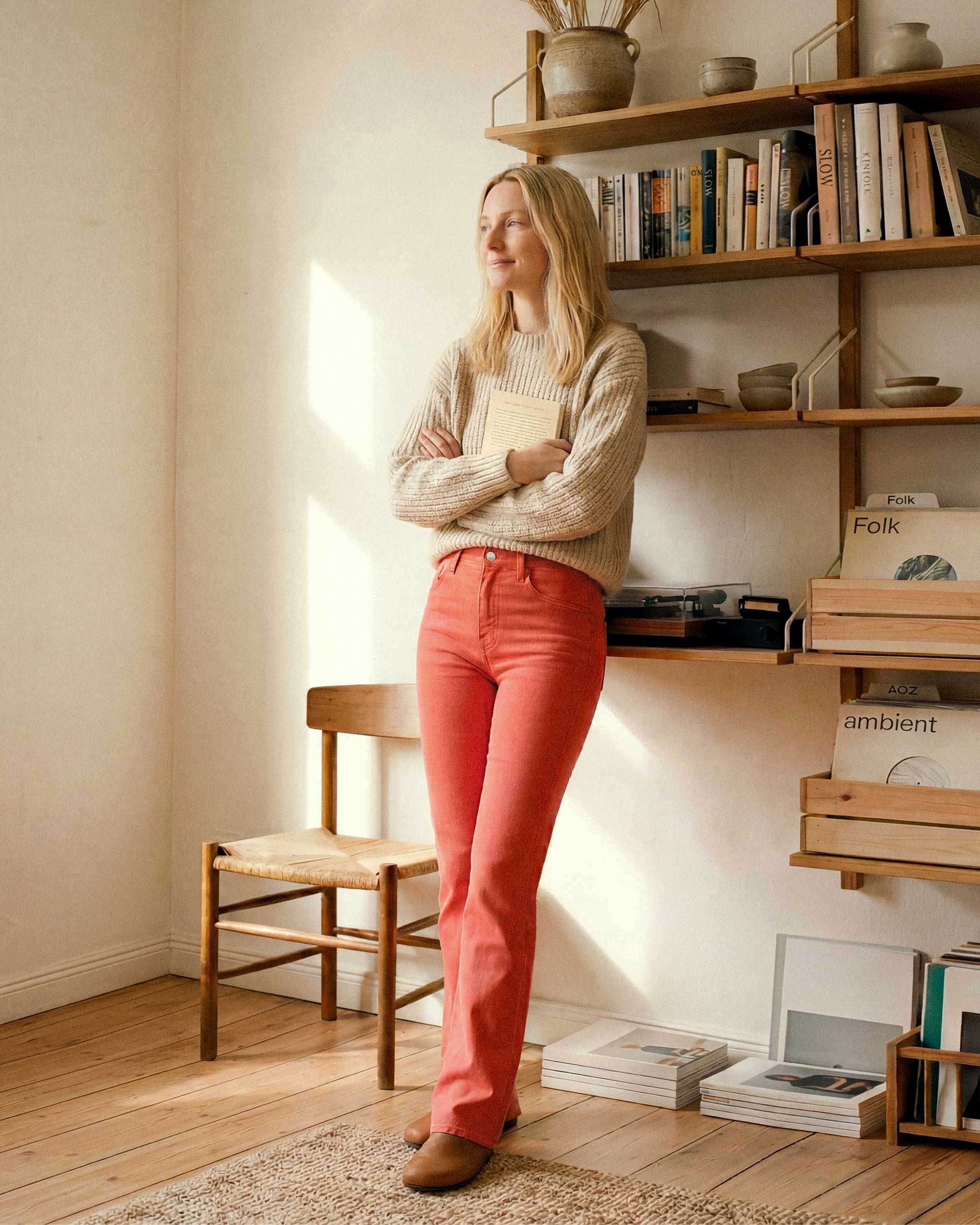 Shop EDWIN USA's Lark Bootcut Azalea Pink, high quality bootcut jeans for women designed for a flattering fit and vibrant style.
