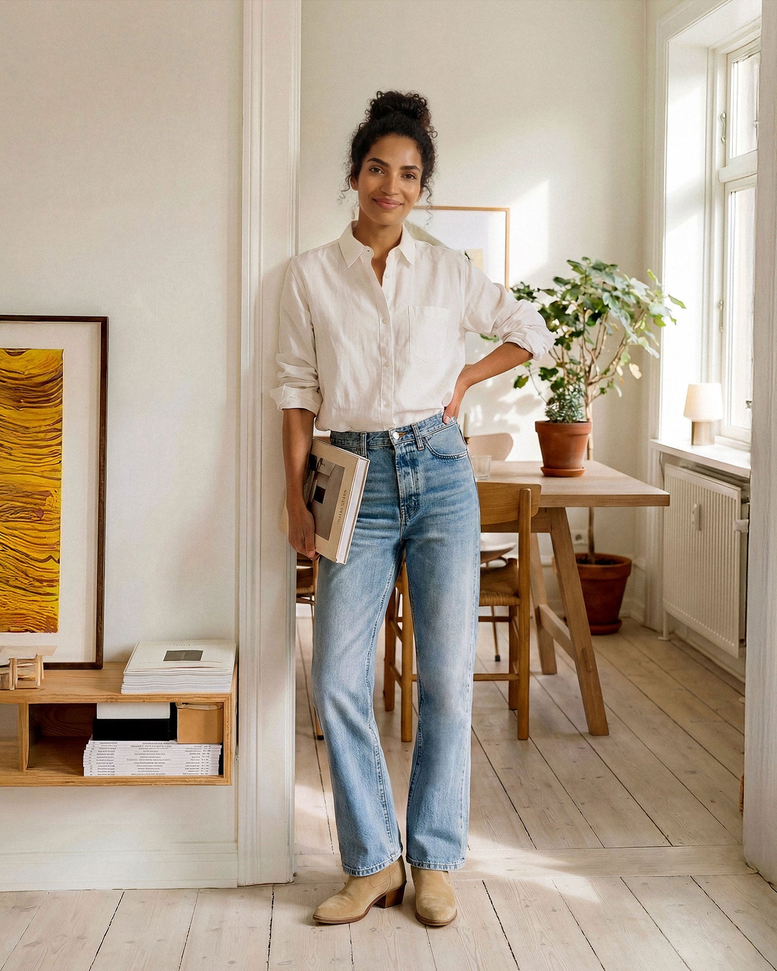 Lark Bootcut Mid Rise in HANSON. Built with regenerative cotton for conscious comfort. Cut and sewn in California, offering lasting comfort with a flattering fit.