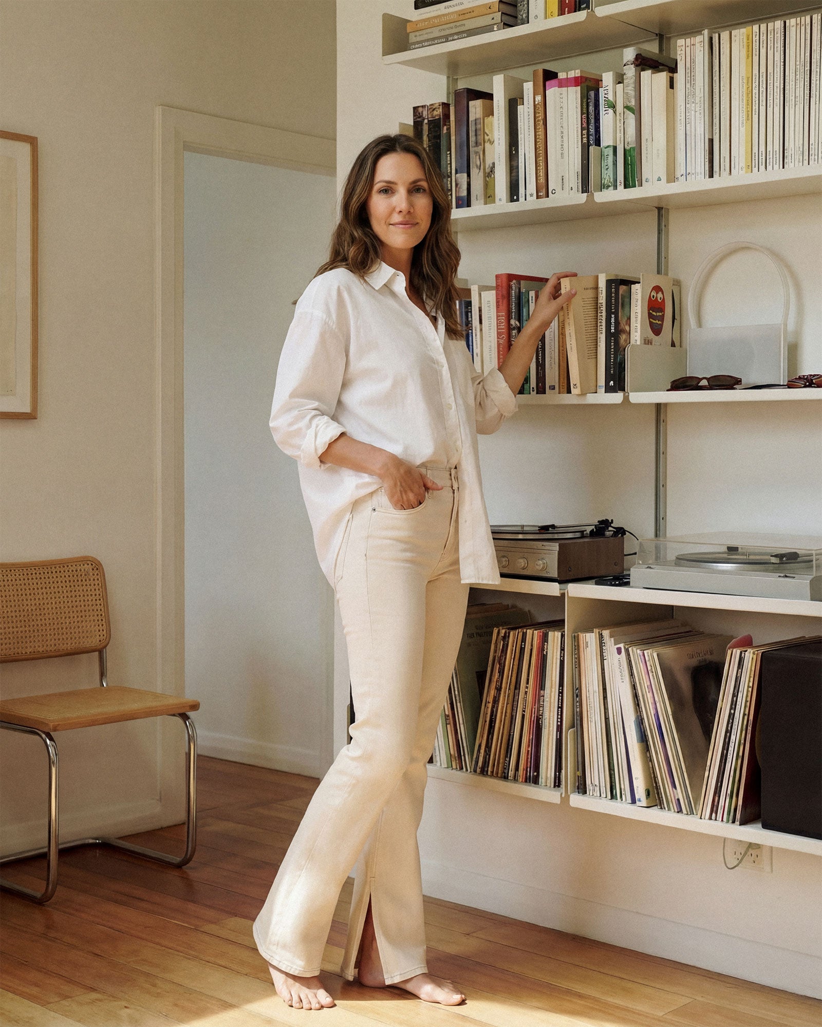 Discover the Edwin Lark Bootcut Split Inseam in Plaster, featuring a flattering fit through the hips and thighs, with a stylish break at the knee for a modern look.