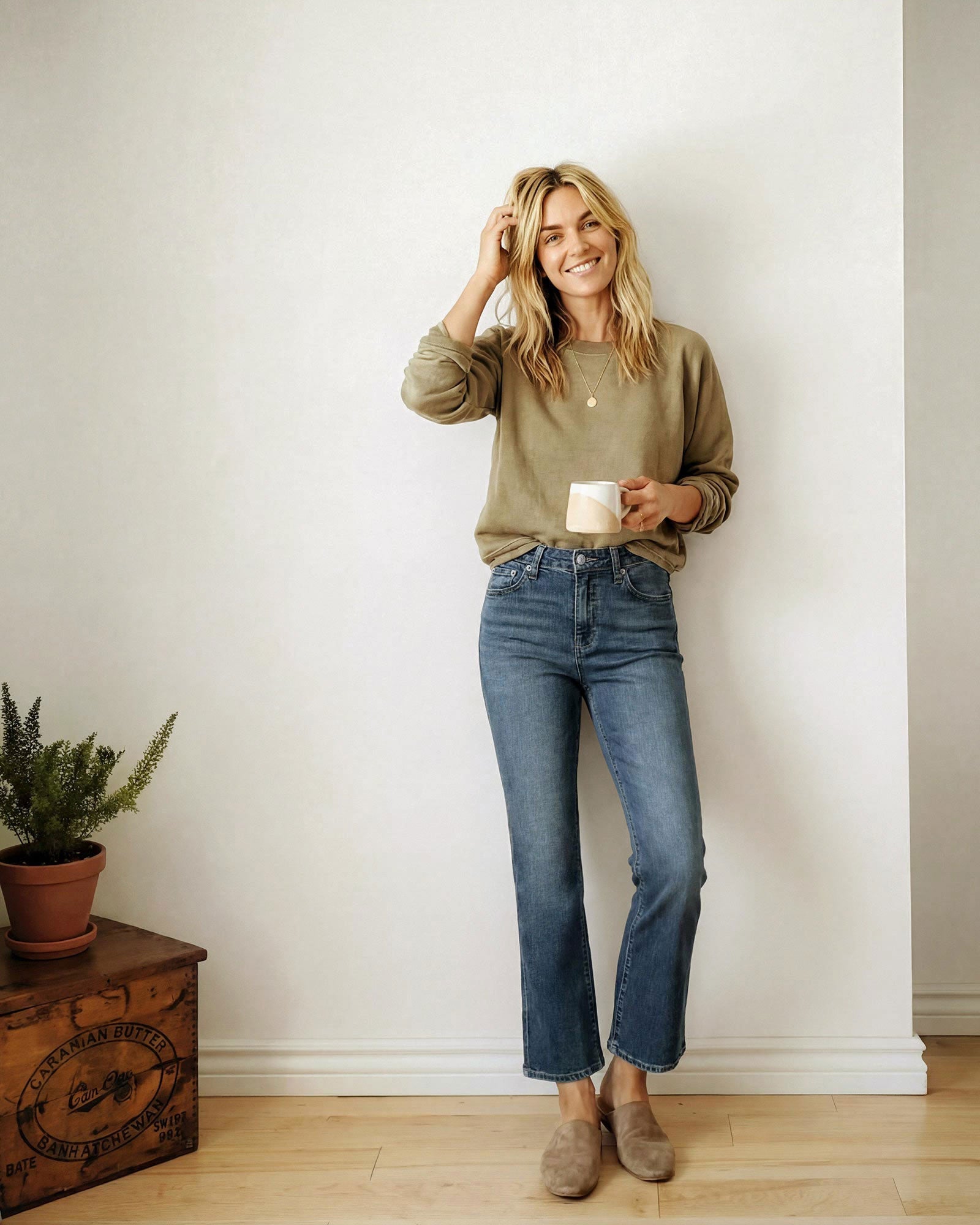 Lark Ankle Bootcut Mid Rise in PENMAR. Built with regenerative cotton for conscious comfort. Proudly American-made, offering movement-friendly and beautifully tailored.