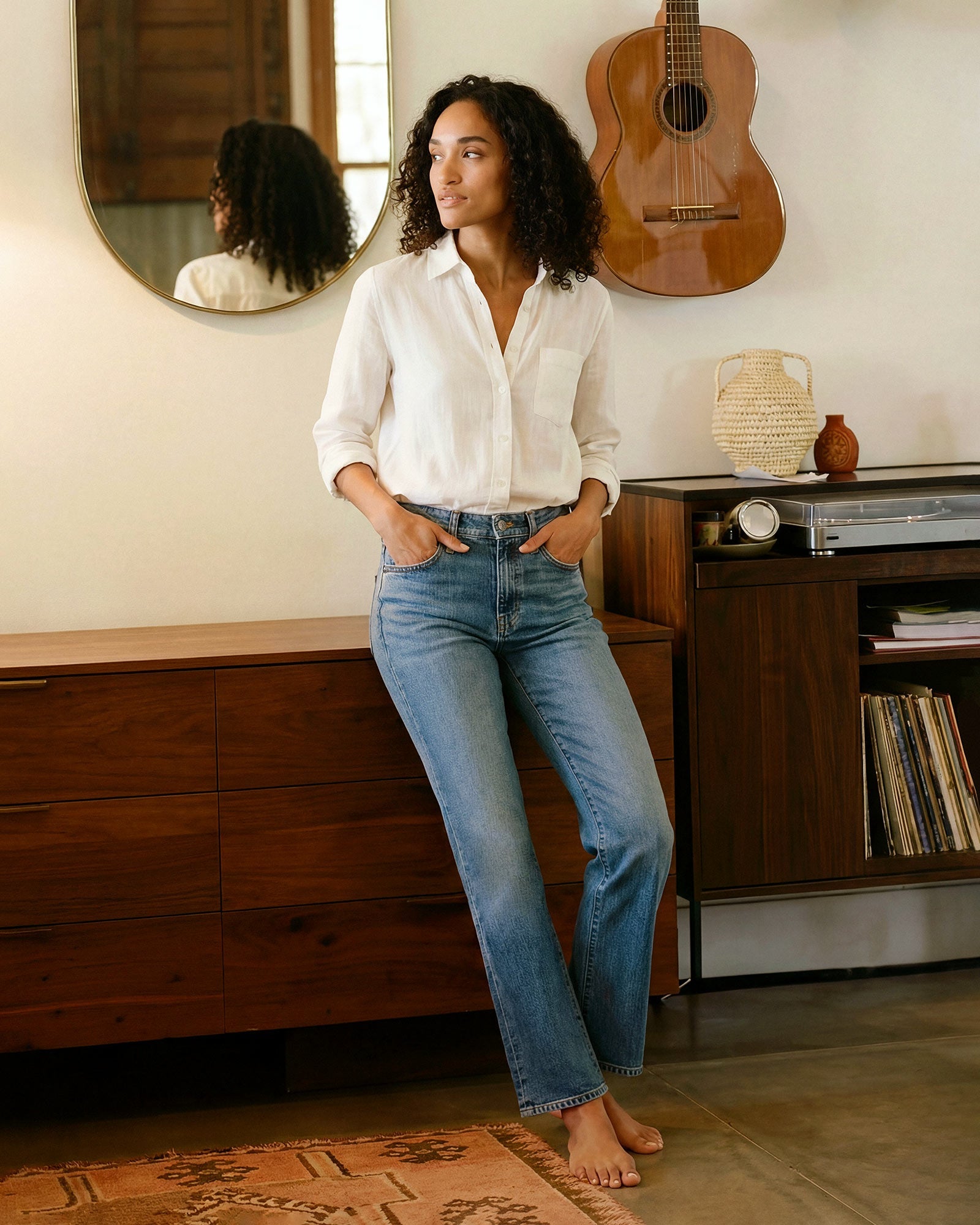 Lark Ankle Bootcut Mid Rise in WILDER. Crafted from regenerative cotton. Responsibly made in Los Angeles, offering everyday flexibility and elevated form.