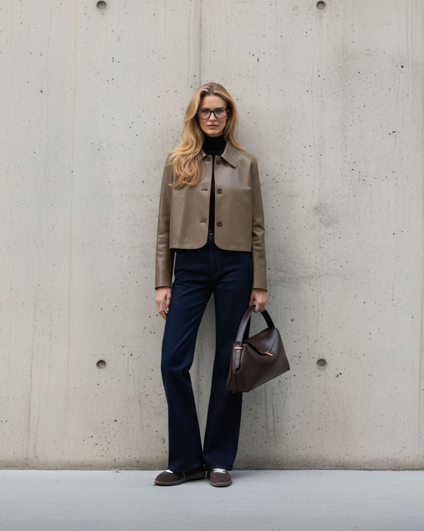 Marli Wide Leg High Rise in AGATE. Built with regenerative cotton for conscious comfort. Responsibly made in Los Angeles, offering lasting comfort with a flattering fit.