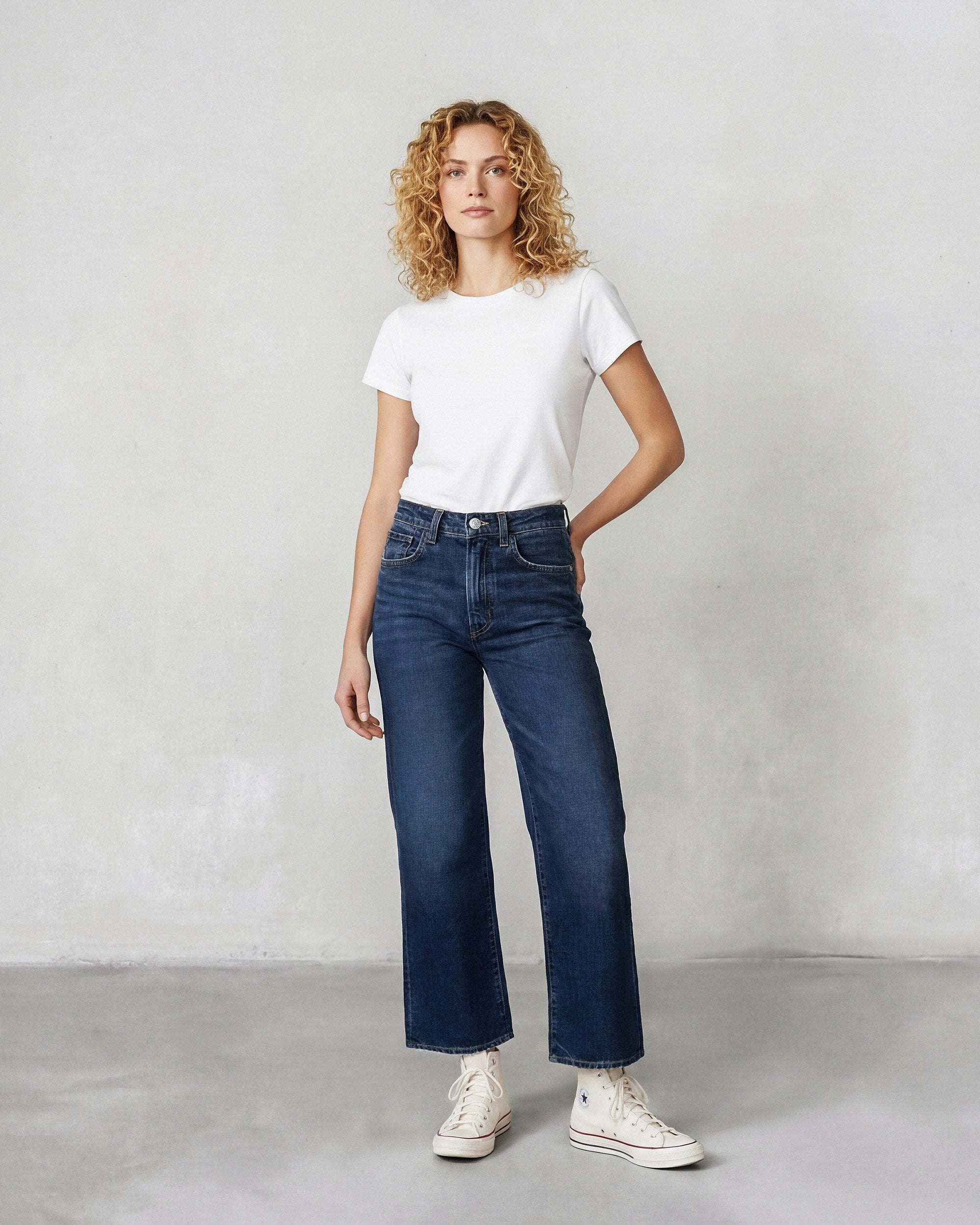 Shop EDWIN USA's Marli Wide Leg Ankle jeans crafted from high-quality made in USA denim for a stylish, comfortable fit. Perfect for versatile everyday wear.