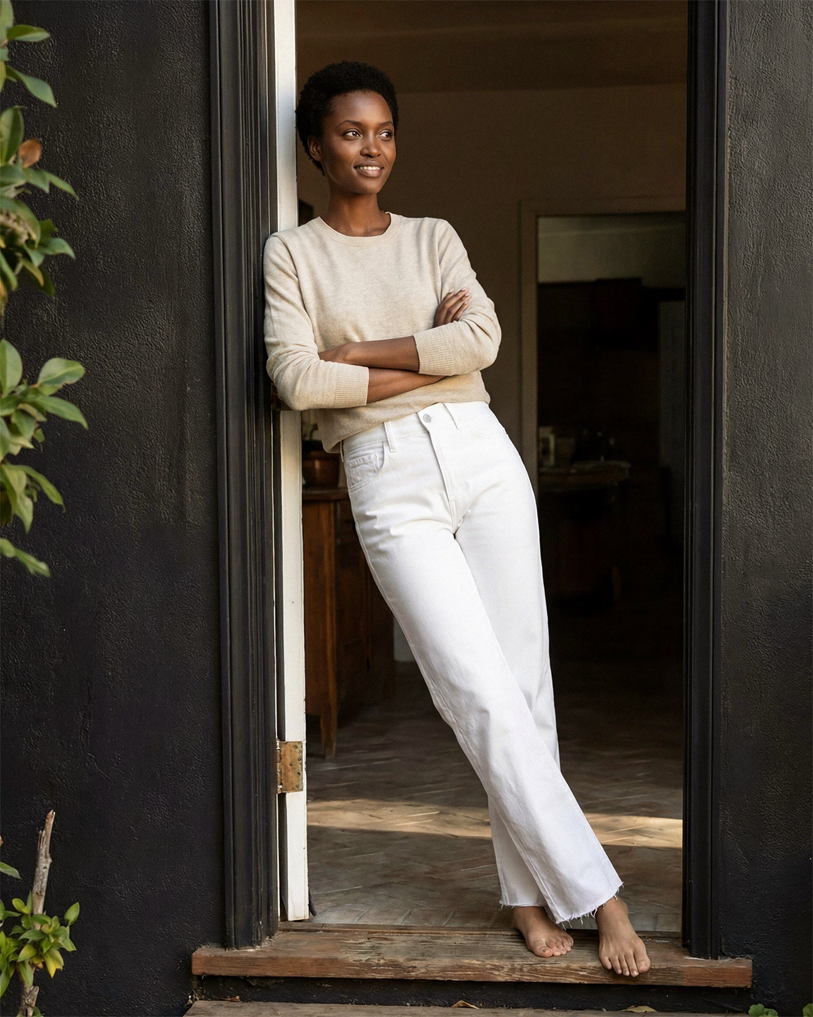 Elevate your style with the Marli Wide Leg jeans in Parchment. Featuring a high rise and chic raw hem, these jeans offer a flattering fit and effortless elegance.