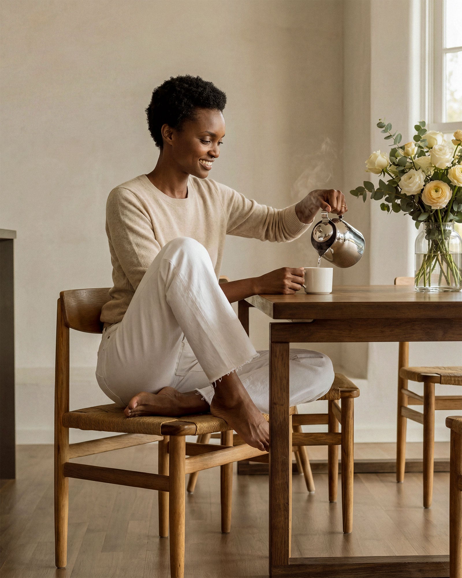 Elevate your style with the Marli Wide Leg jeans in Parchment. Featuring a high rise and chic raw hem, these jeans offer a flattering fit and effortless elegance.