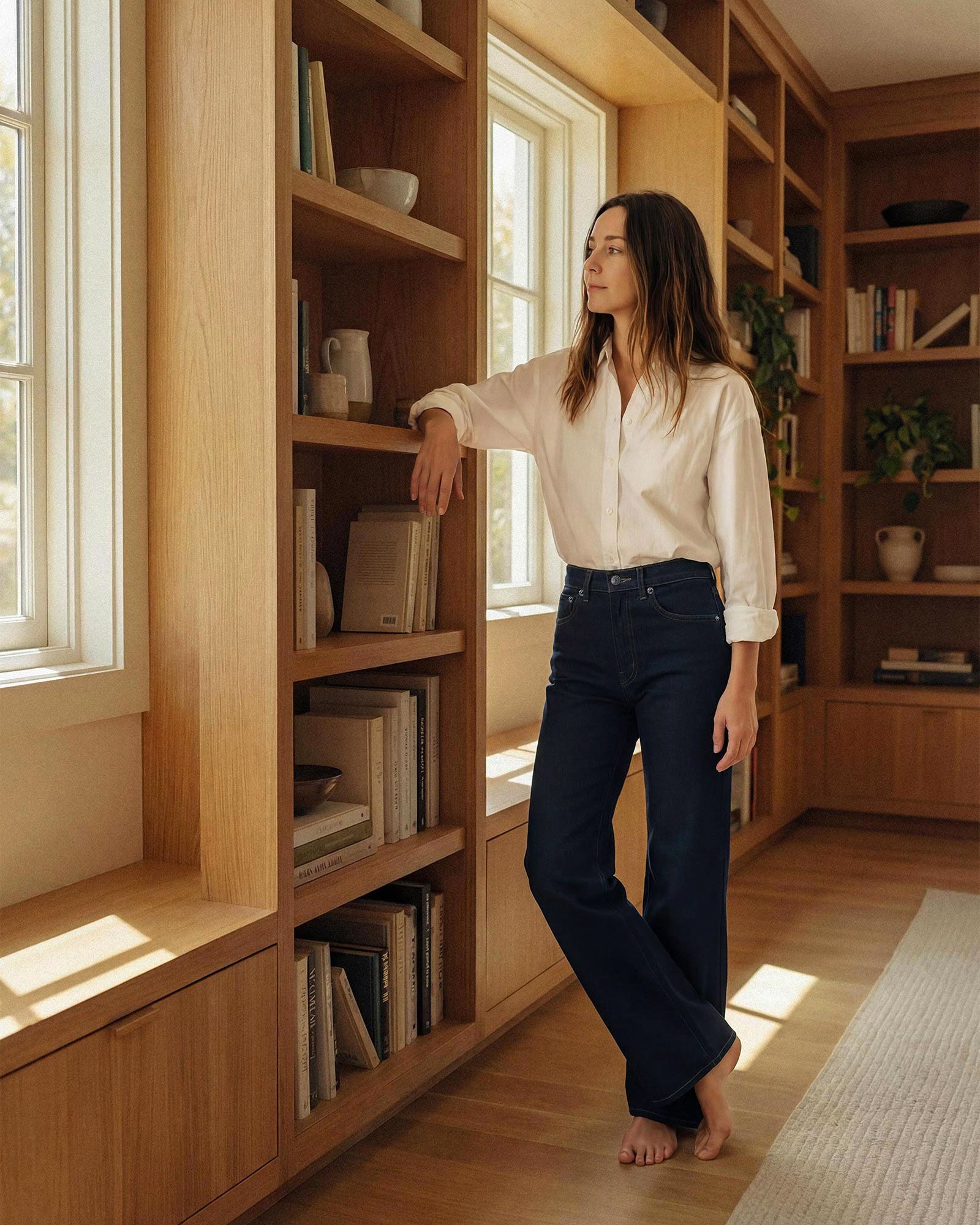 Marli Wide Leg High Rise in AGATE. Built with regenerative cotton for conscious comfort. Responsibly made in Los Angeles, offering lasting comfort with a flattering fit.