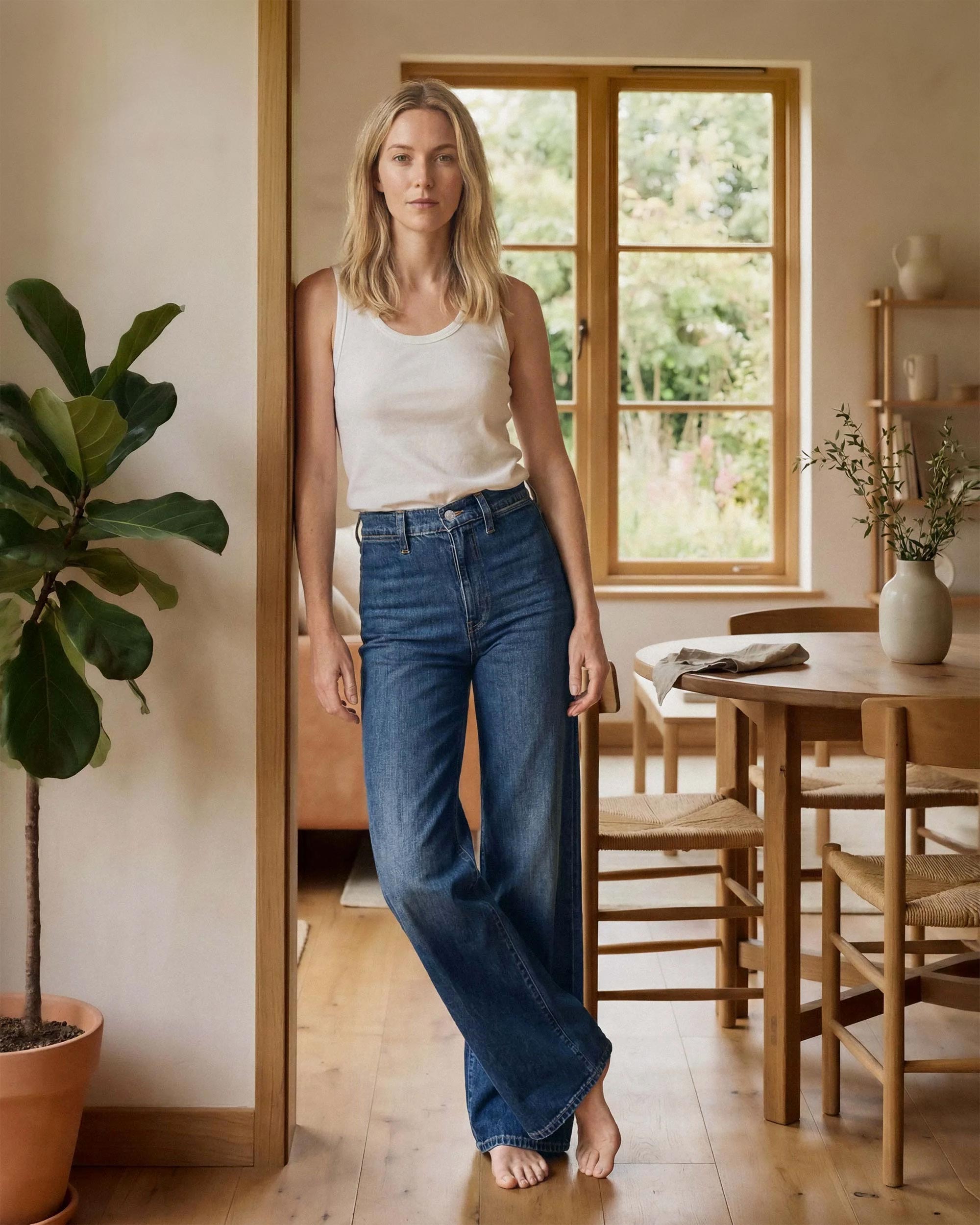 Elevate your style with the Iris Palazzo pant. This high-waisted, slim wide-leg design offers comfort and versatility for any fall occasion.