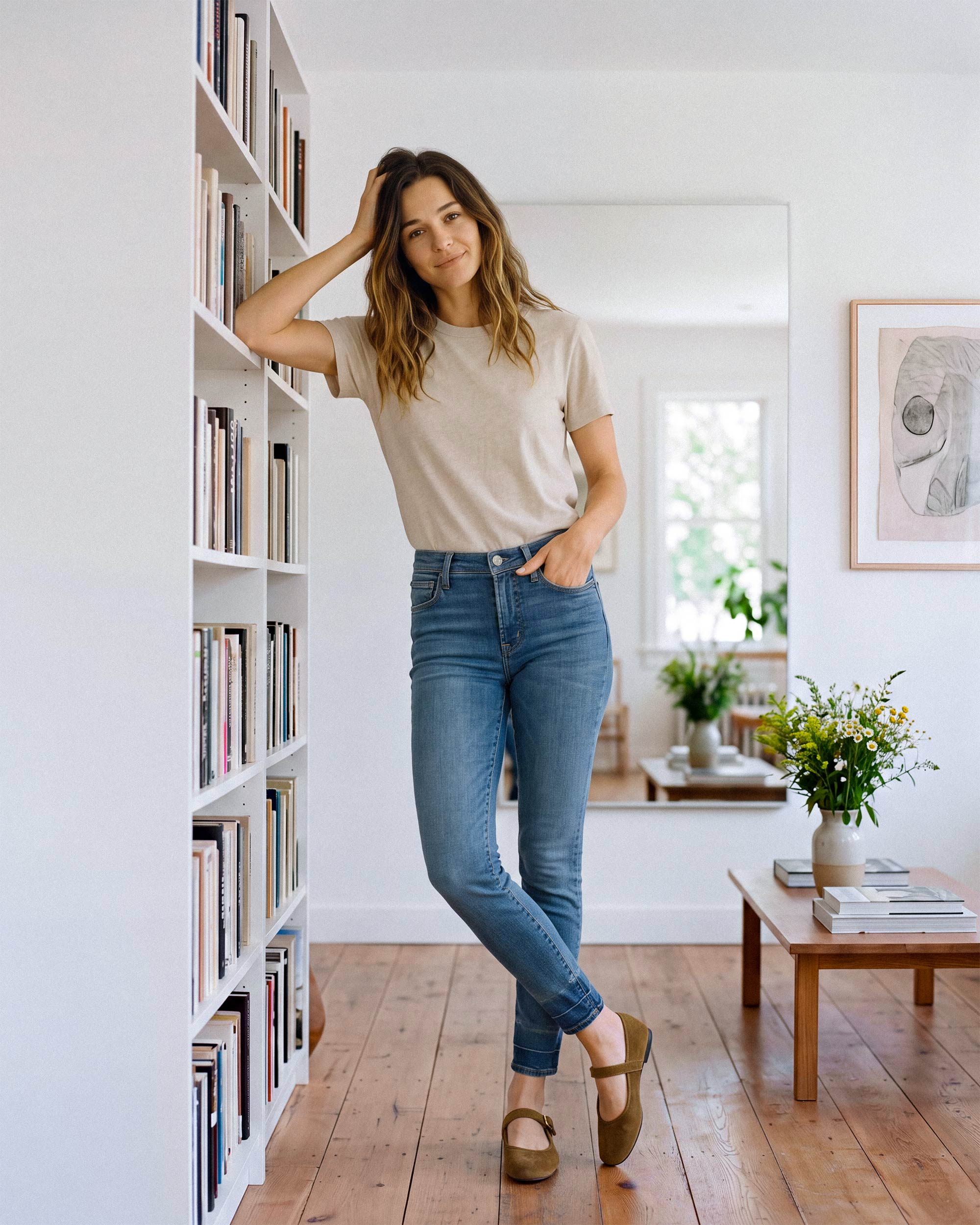 The PIXIE is a mid-rise women's skinny jean with an ultramodern silhouette. It sits just below the waist and features a super skinny fit from hip to ankle. In a mid wash with vintage wear marks and undone hem detail.