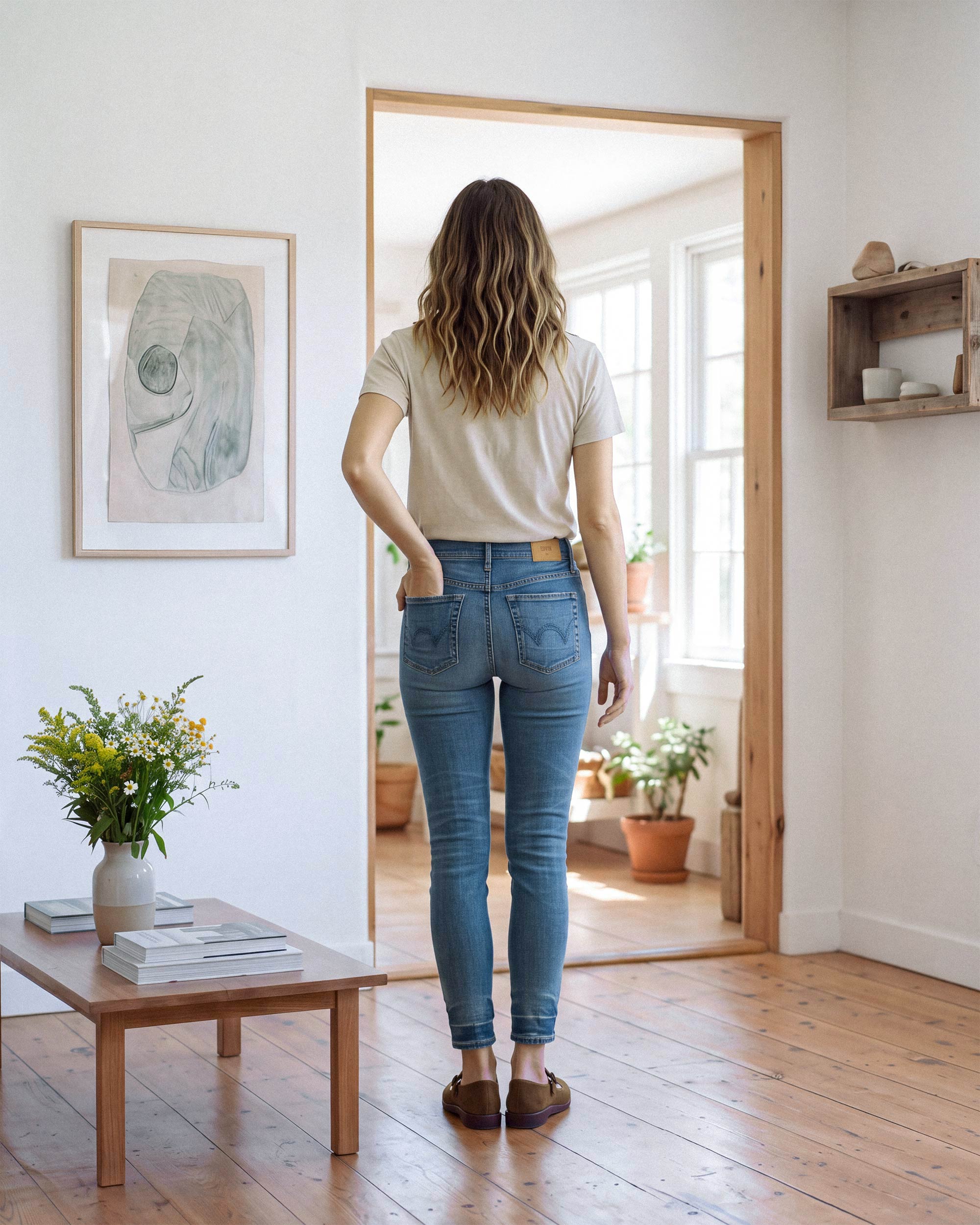 The PIXIE is a mid-rise women's skinny jean with an ultramodern silhouette. It sits just below the waist and features a super skinny fit from hip to ankle. In a mid wash with vintage wear marks and undone hem detail.