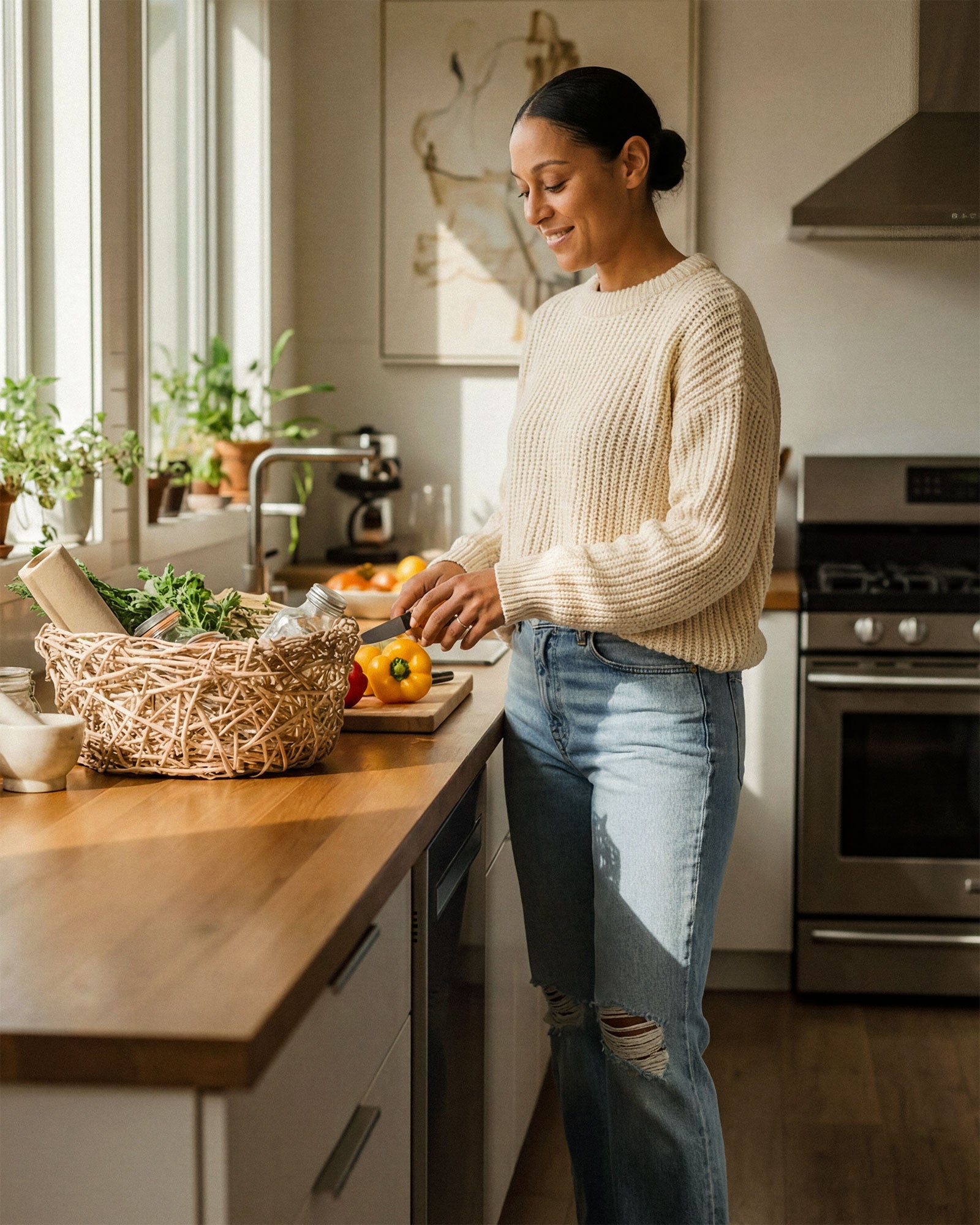 The TASH is a women's relaxed '90s jean with a straight leg. It's meant to be slung low on the hip for boyish attitude (or go down a size to sit at natural waist). In a light vintage indigo wash with holes at the knee.