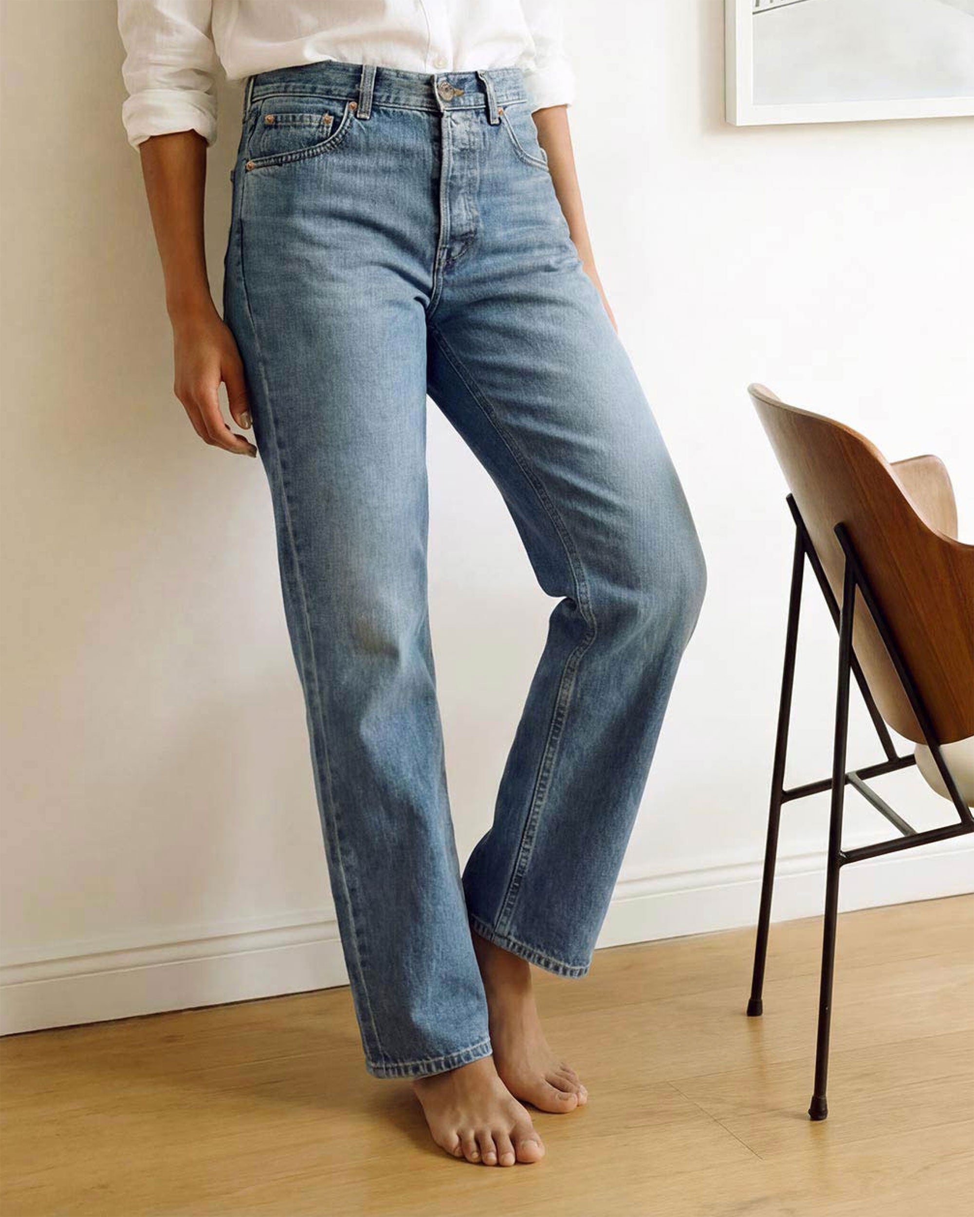 A relaxed boyfriend jean with a more streamlined, stovepipe-style silhouette & modern, clean, and easy to wear.