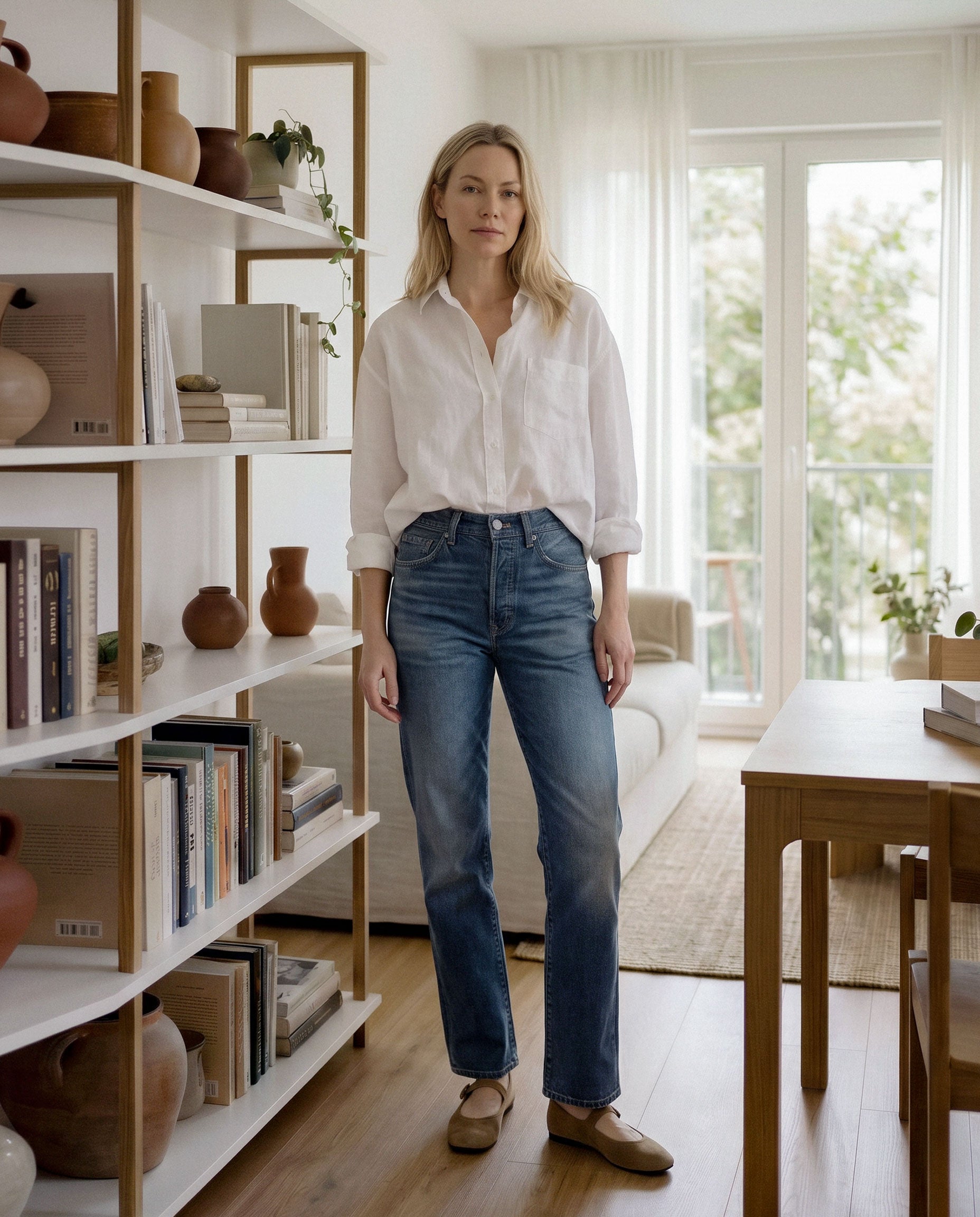 Coated boyfriend denim with a straighter, stovepipe-inspired leg line for a sleek, modern finish.