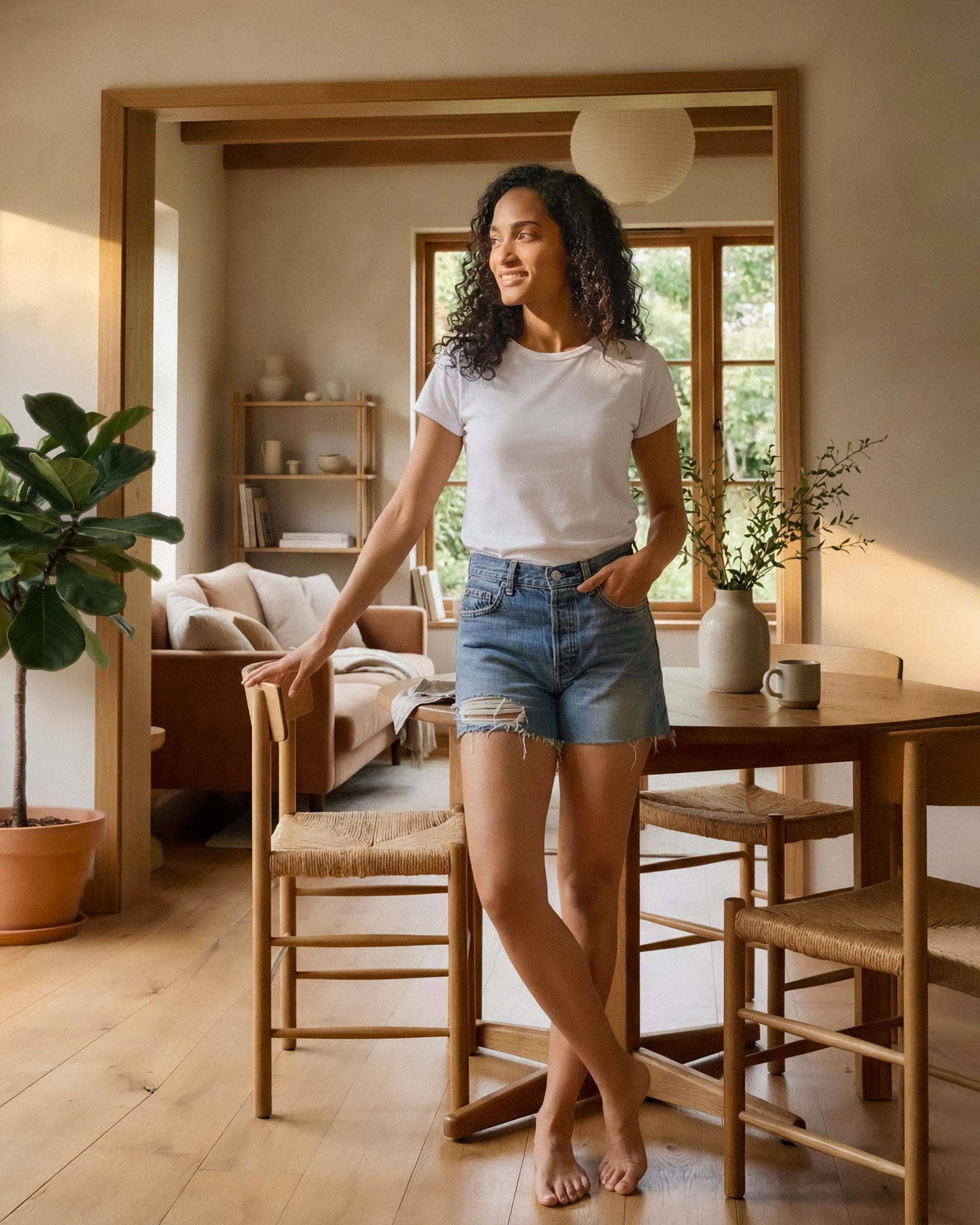 Relaxed boyfriend denim shorts with an easy fit and clean lines & built for everyday wear.
