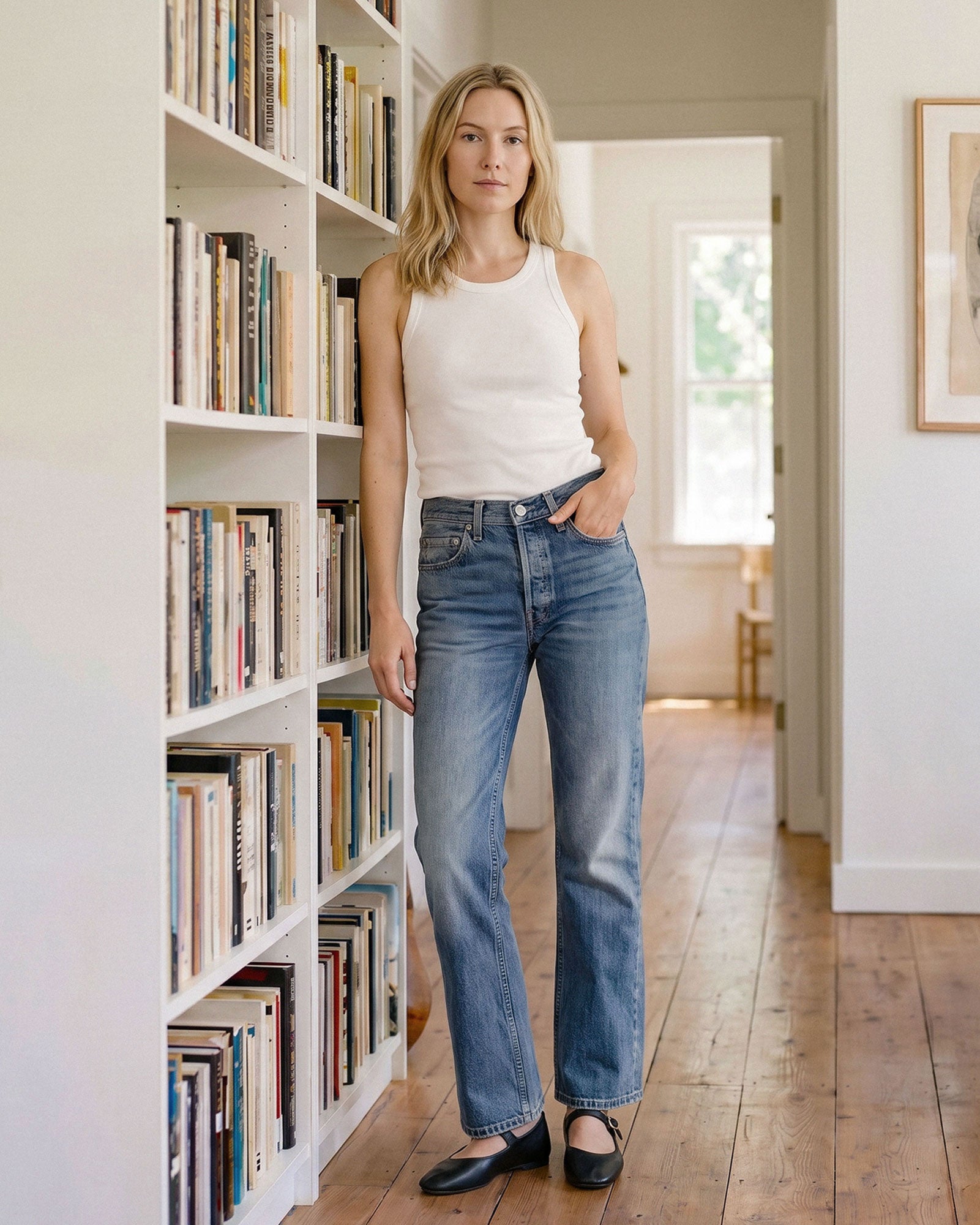 Coated boyfriend denim with a straighter, stovepipe-inspired line & built for sleek looks and search discovery.