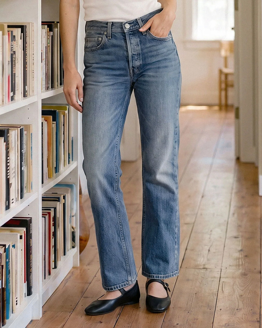 Coated boyfriend denim with a straighter, stovepipe-inspired line & built for sleek looks and search discovery.