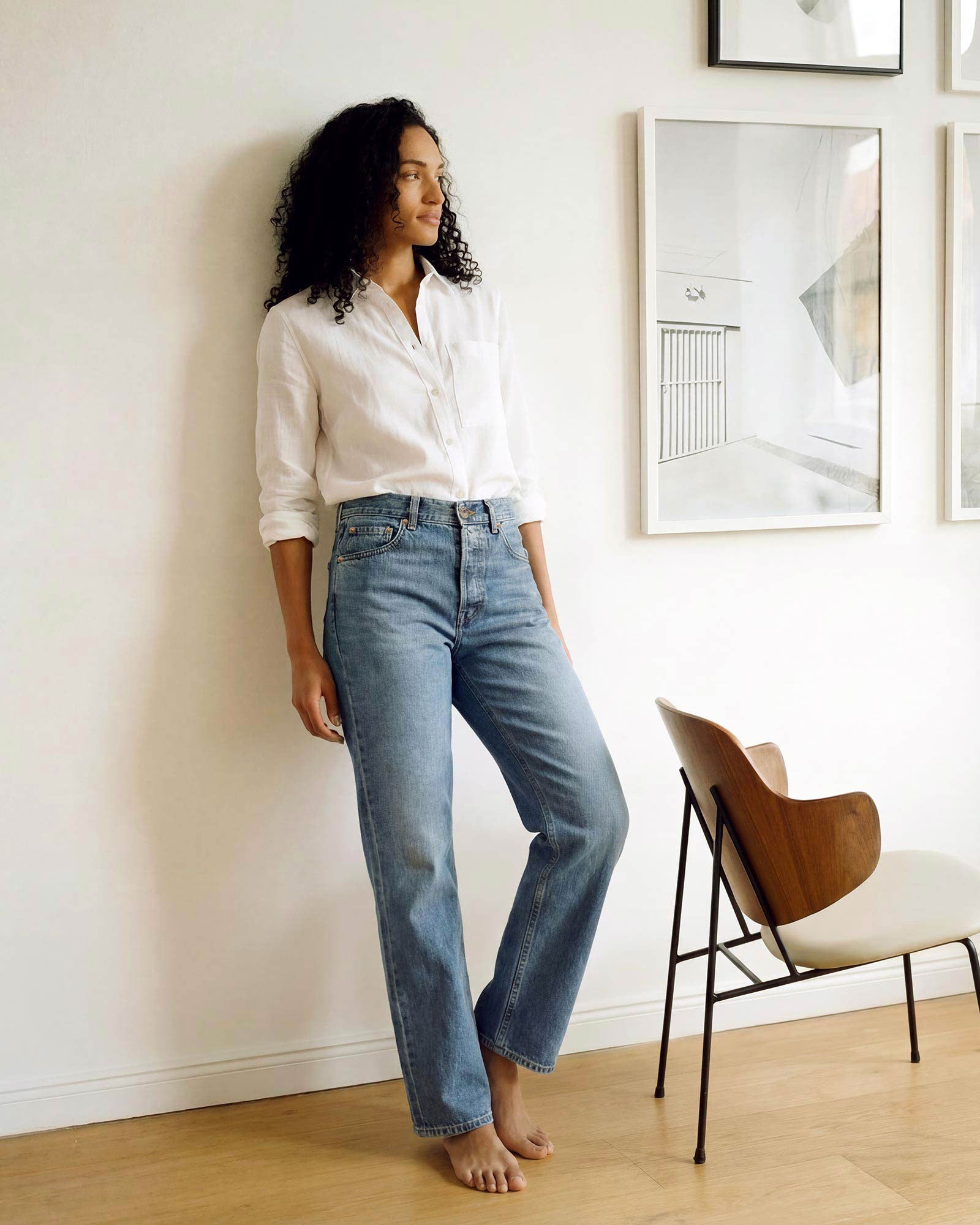 A relaxed boyfriend jean with a more streamlined, stovepipe-style silhouette & modern, clean, and easy to wear.
