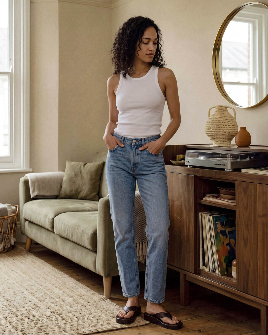 The TASH is a women's relaxed '90s jean with a straight leg. It's meant to be slung low on the hip for boyish attitude (or go down a size to sit at natural waist). In a light vintage indigo wash with holes at the knee.