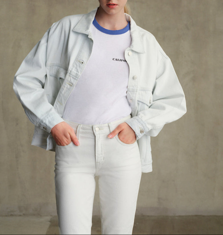 Cameron Trucker Jacket - White Dove