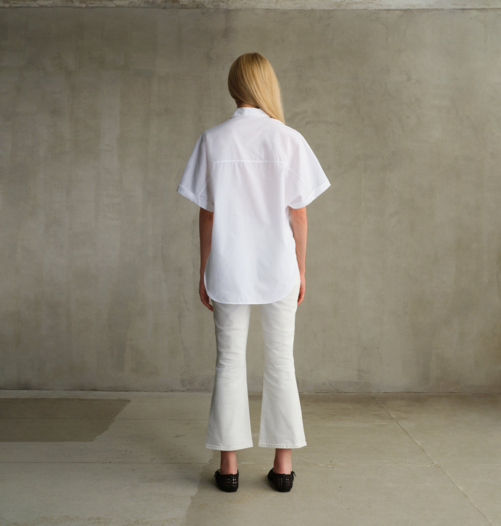 Shop EDWIN USA's Lark ankle bootcut jeans women in Milky White, featuring a flattering fit and premium quality denim made in the USA. Perfect for stylish comfort.