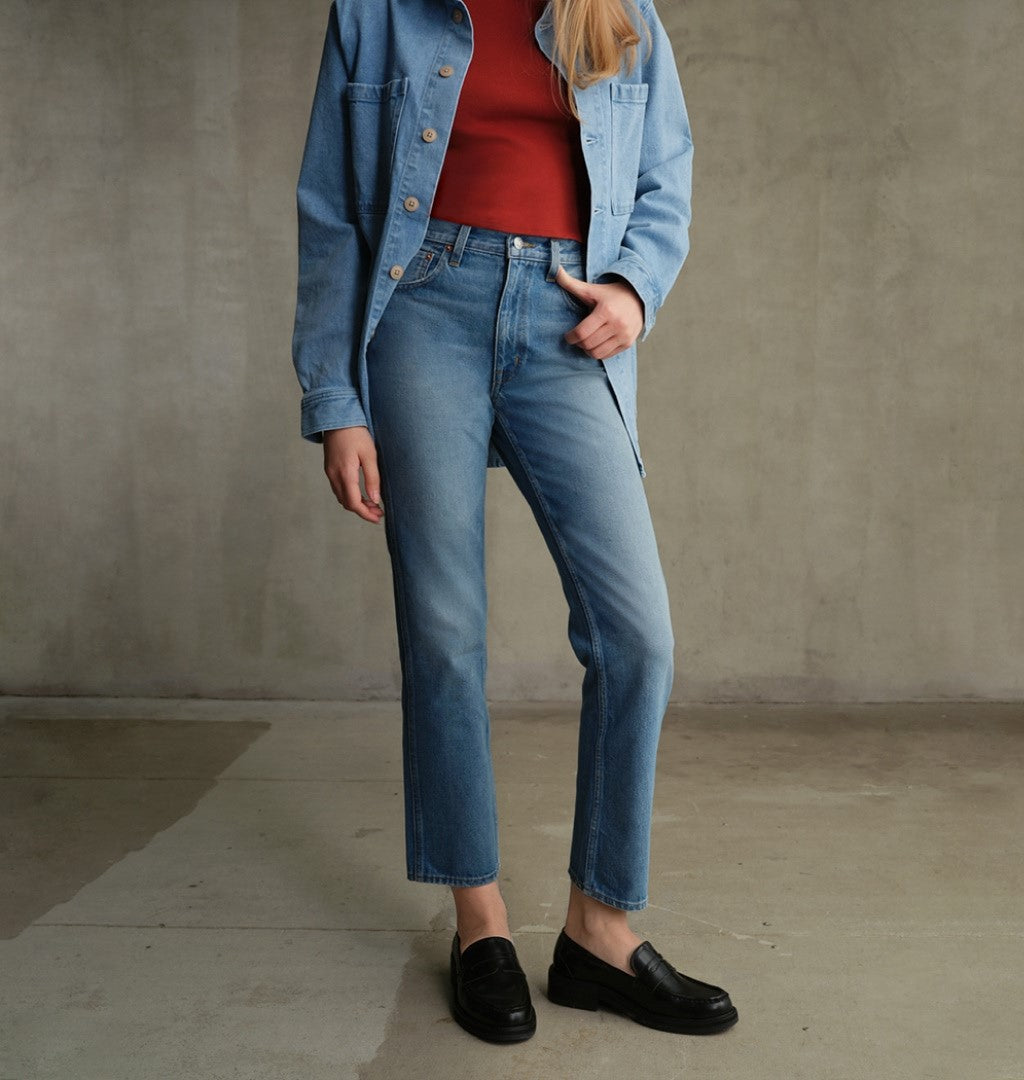 Shop EDWIN USA's Kadence straight leg Balboa jeans for premium women's denim with a classic fit, crafted in the USA for style and comfort.