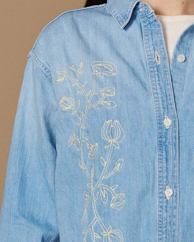 Designer Blue Embroidered Shirt